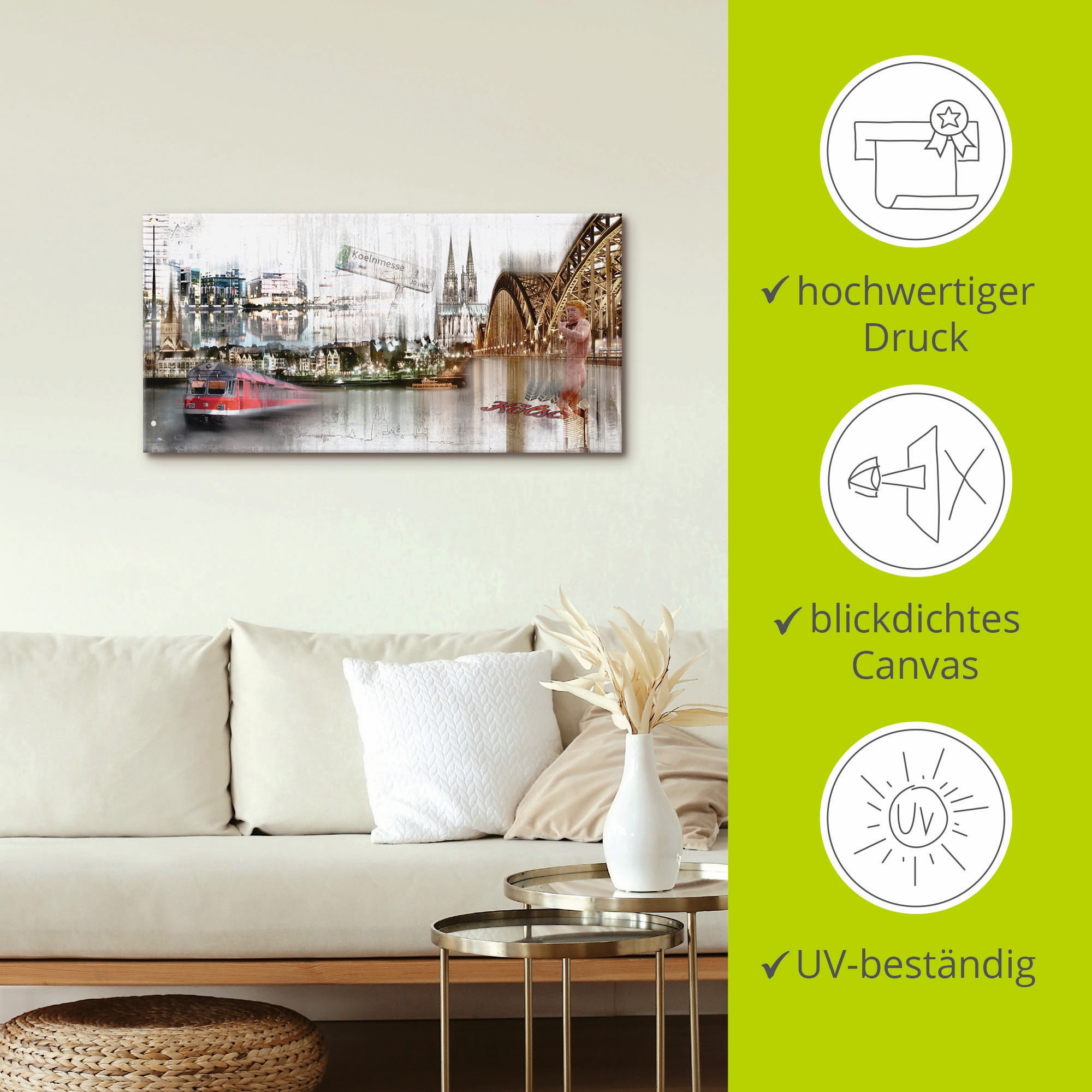 Artland Wandbild »Köln Skyline Collage I«, Deutschland, (1 St.), als Leinwandbild, Poster in verschied. Größen