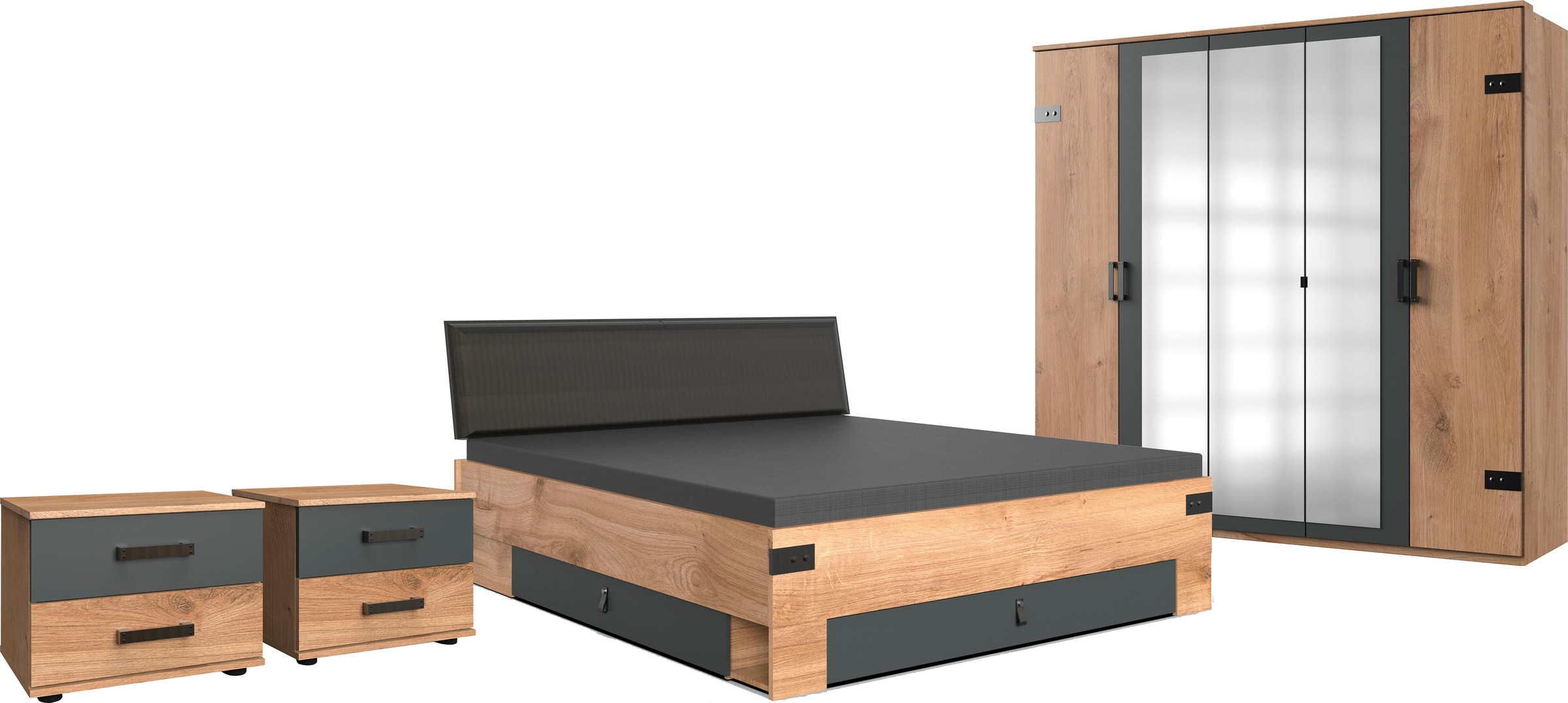 Wimex Schlafzimmer-Set "Stockholm, rustikaler Look im Industrial Design" Se günstig online kaufen