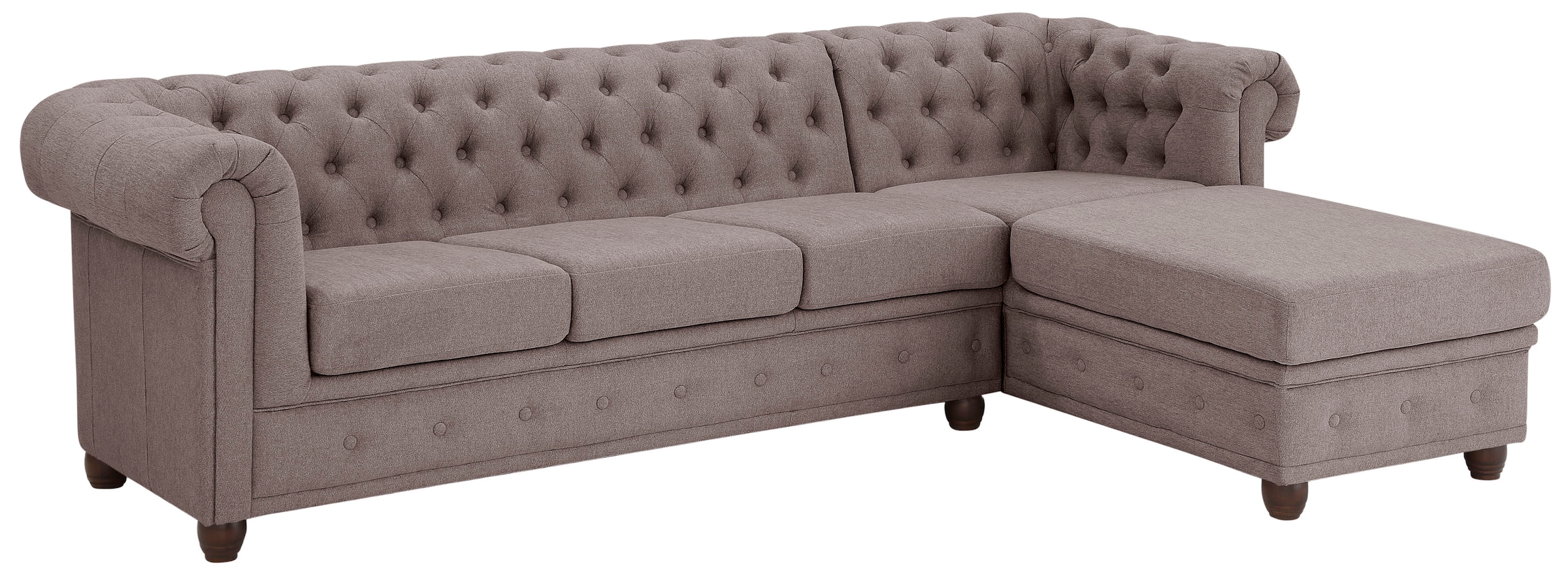 Home affaire Chesterfield-Sofa »New Castle L-Form«, hochwertige Knopfheftung in Chesterfield-Design, B/T/H: 255(171/72)