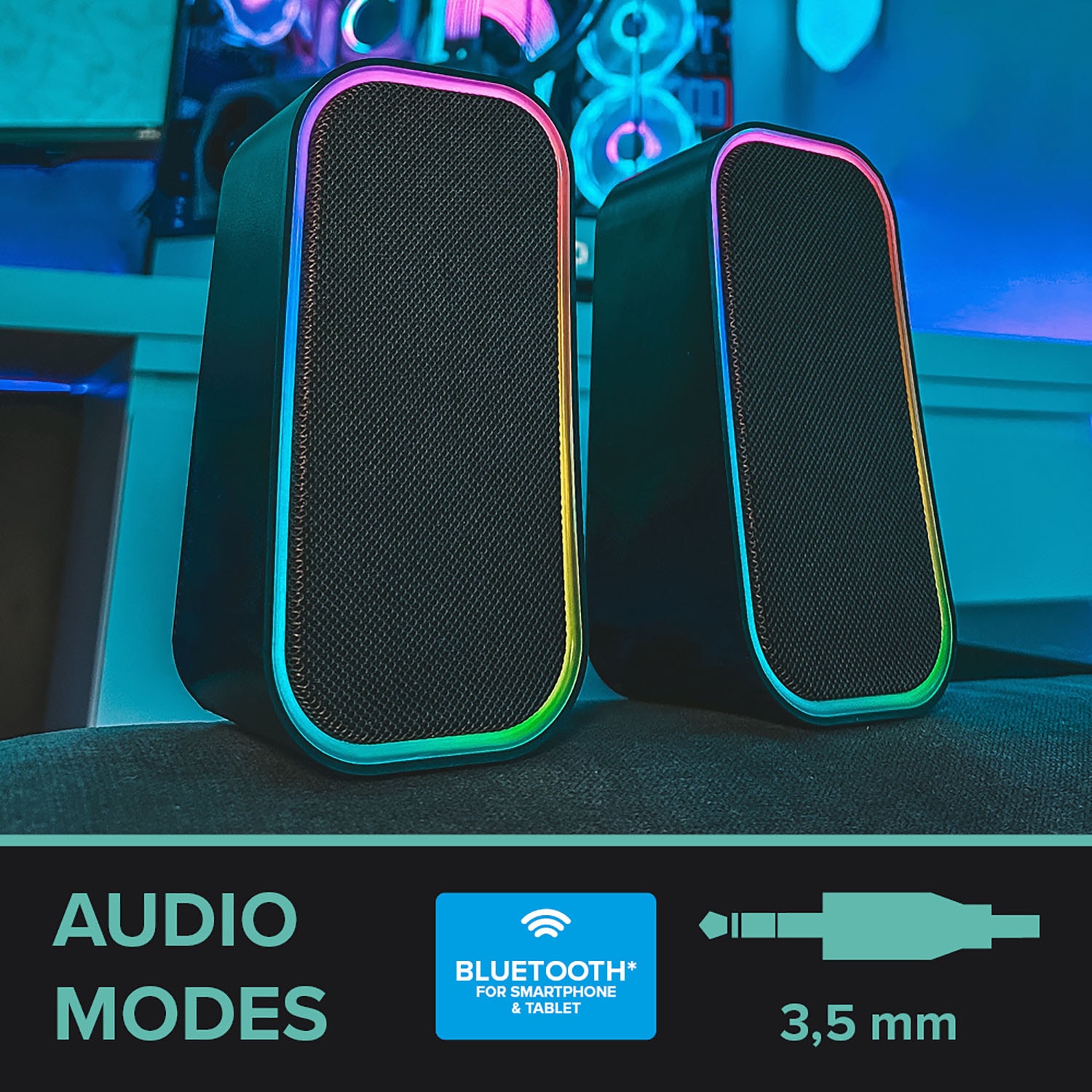 Speedlink PC-Lautsprecher »TOKEN Bluetooth RGB Gaming«, 3,5mm AUX Klinke oder Bluetooth Verbindung