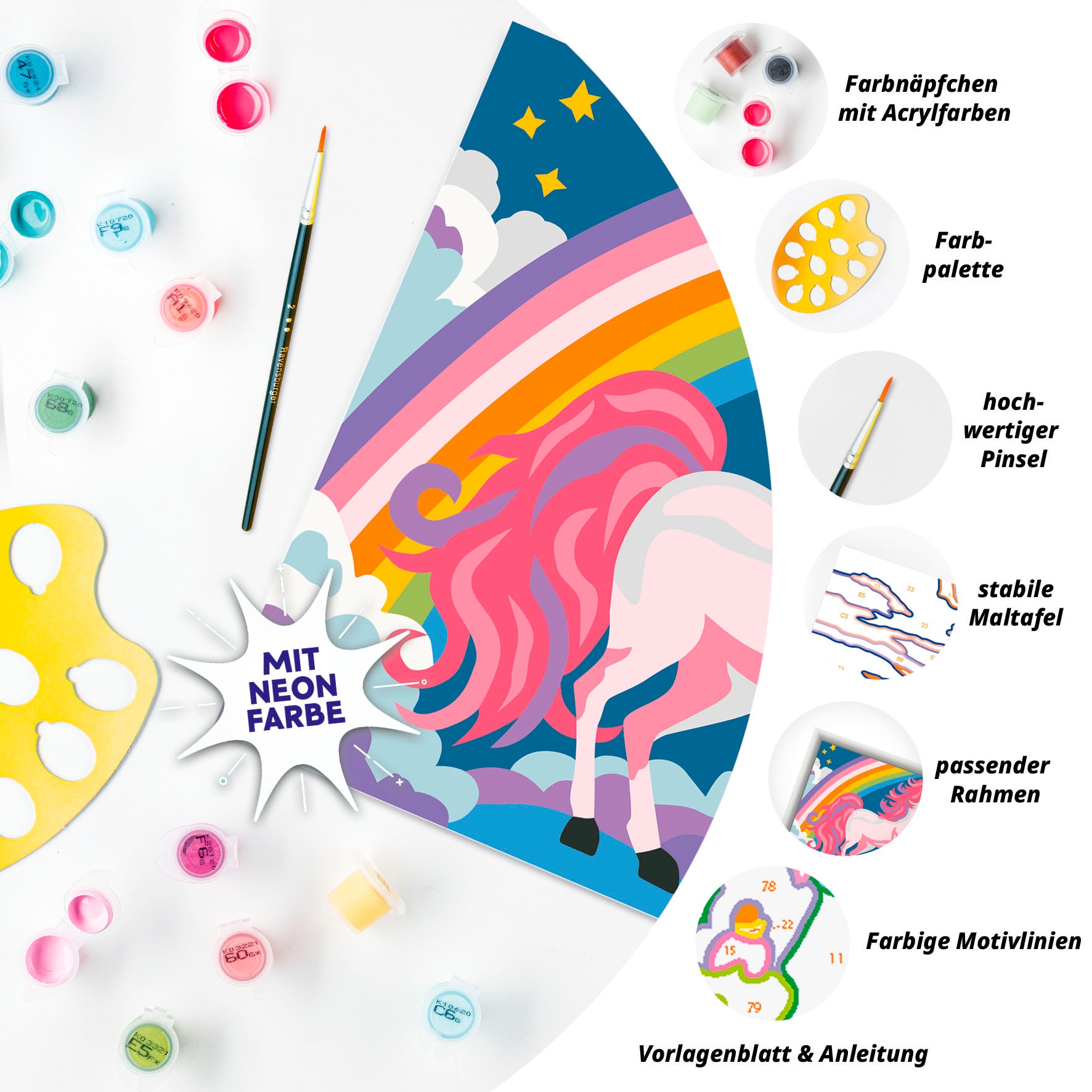 Ravensburger Malen nach Zahlen »CreArt, Pinkes Einhorn«, Made in Europe