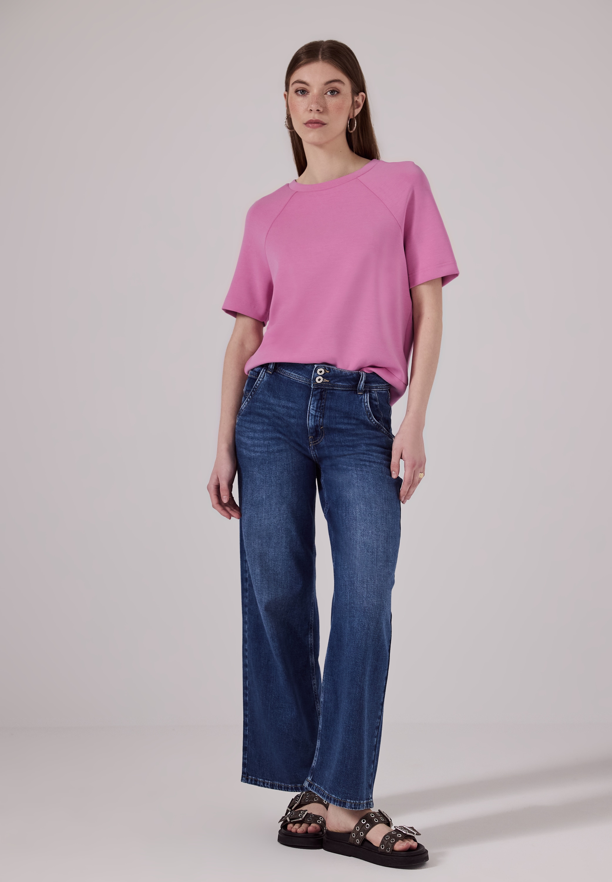 STREET ONE STUDIO T-Shirt, aus softem Materialmix