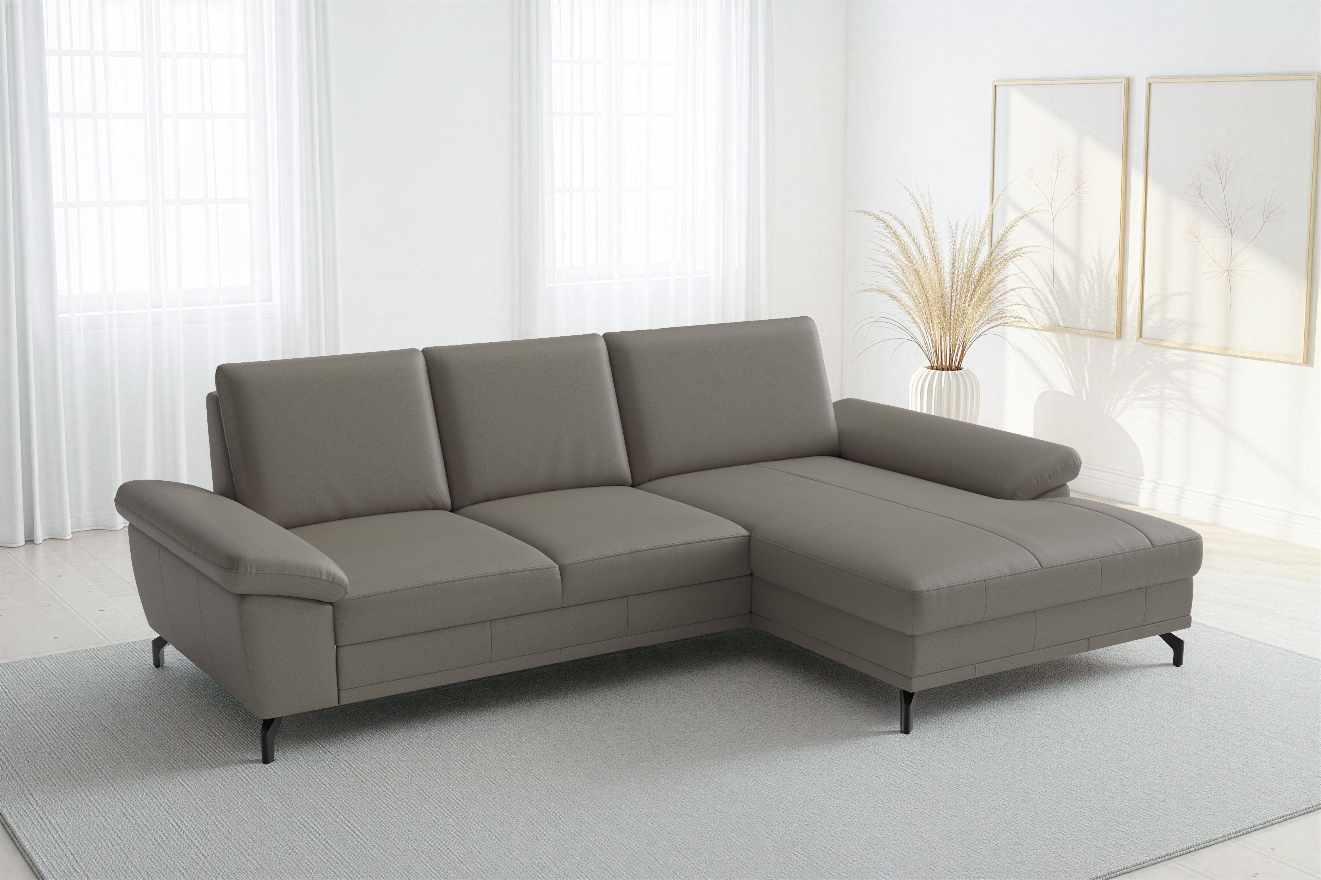 sit&more Ecksofa "Chelsea L-Form, B: 264 cm, Leder, inkl. Sitztiefen-&Armteilverstellung" optional mit Schlaffunktion und Bettkasten