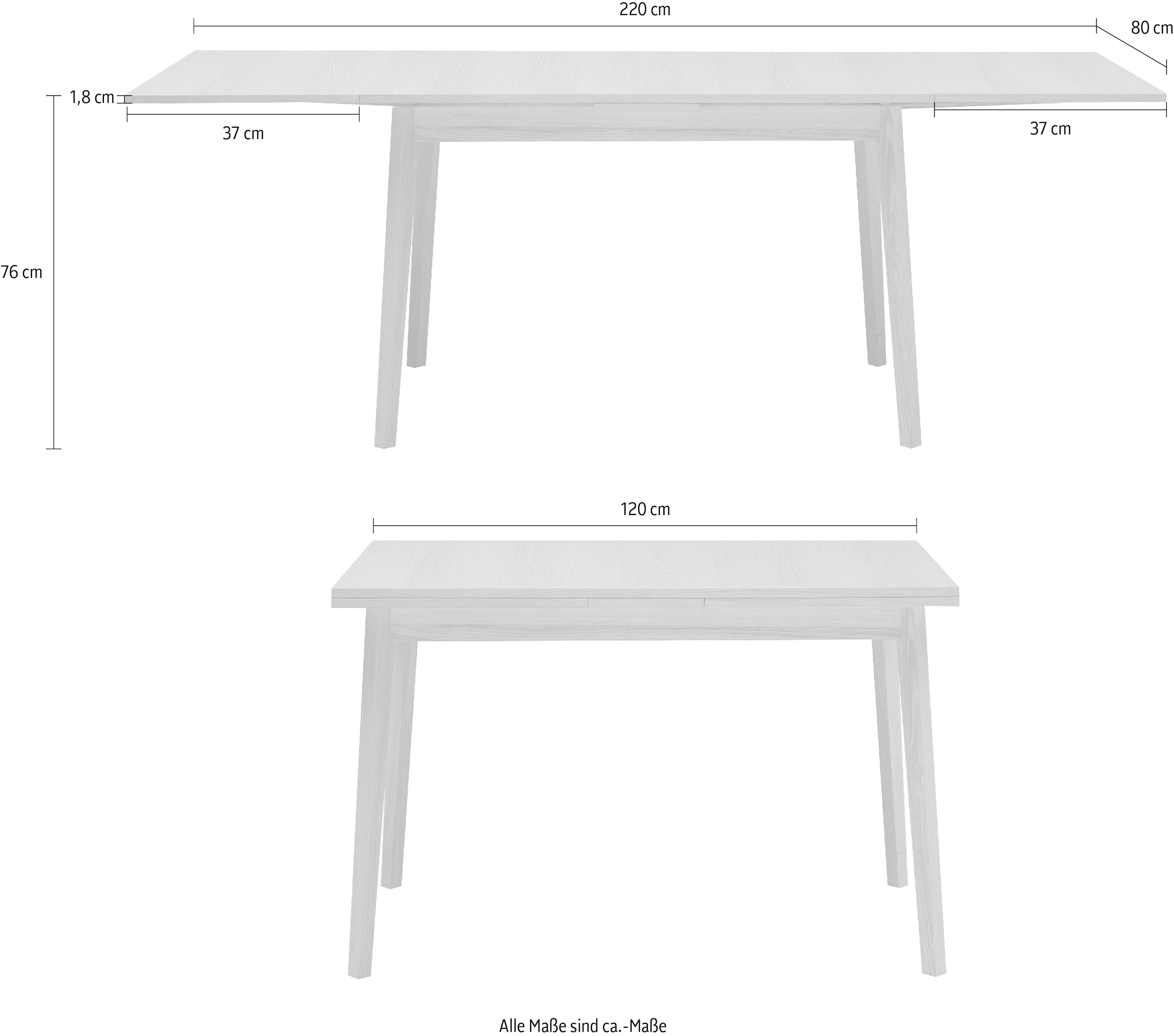 Hammel Furniture Esstisch »Basic by bestellen Massivholz aus Hammel 120(220)x80 BAUR Tishplatte in Single«, | Gestell cm, Melamin und