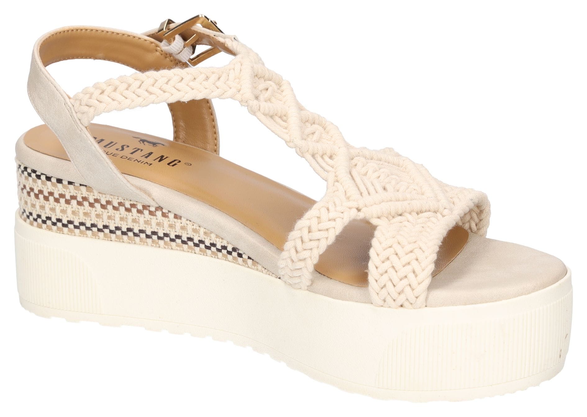 Mustang Shoes Keilsandalette, Plateausandale, Sandale mit bezogenem Keilabsatz
