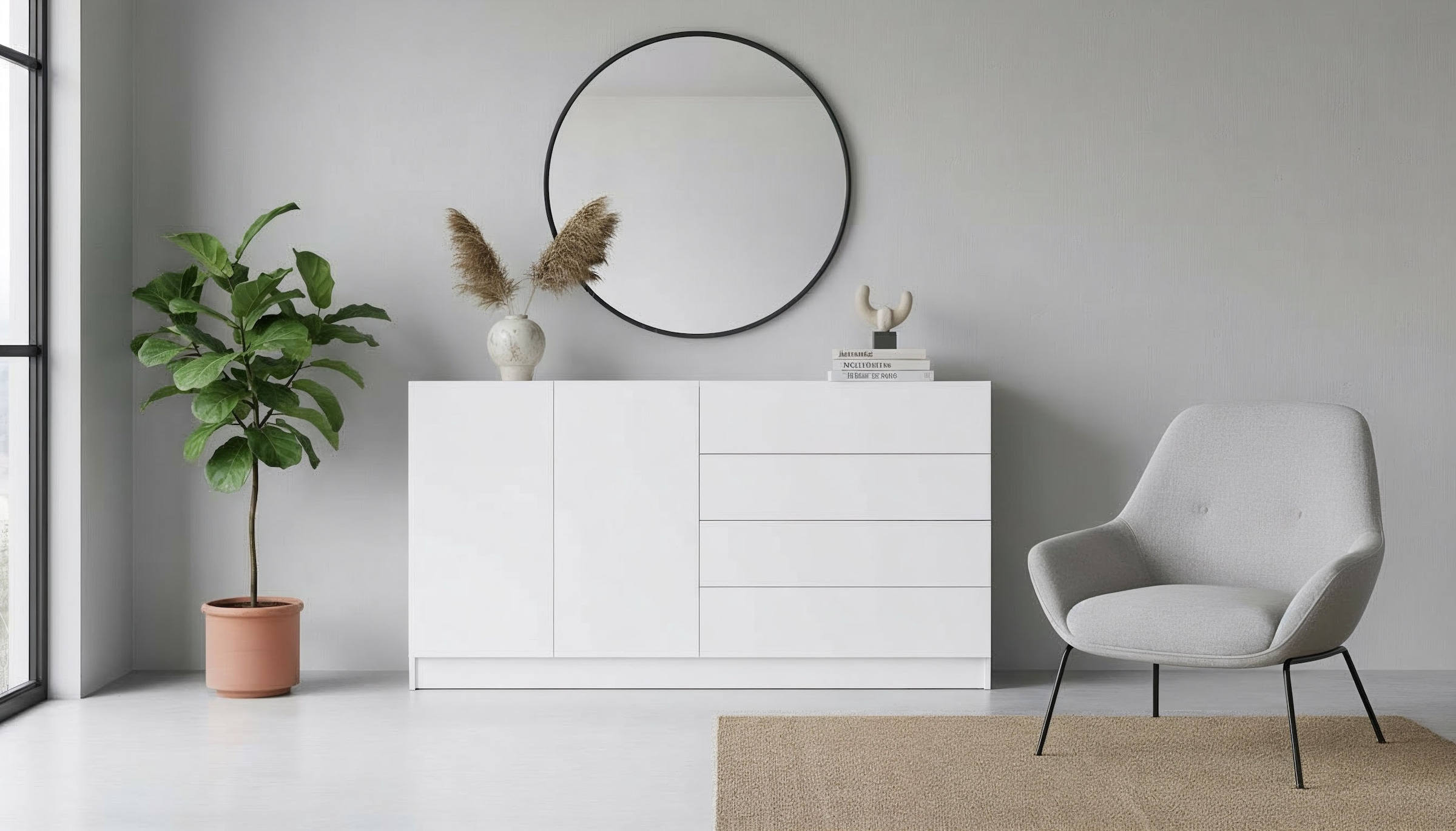 borchardt Möbel Sideboard »Vaasa, Kommode mit 2 Türen und 4 Schubkästen auf Kugelführungen« Sideboard Breite 152 cm, Höhe 79 cm, mit Push-to-open-Funktion