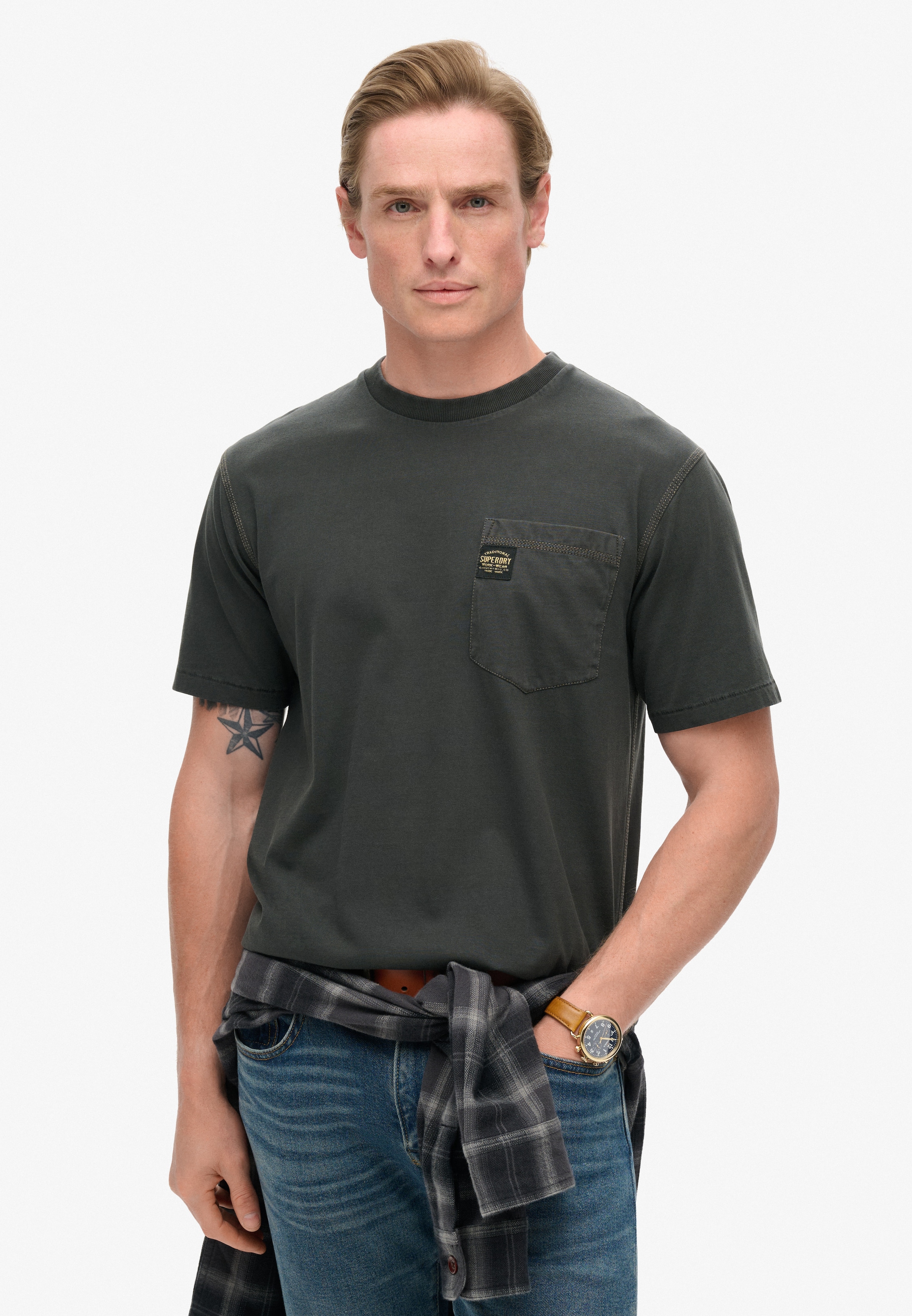 Superdry Rundhalsshirt "CONTRAST STITCH POCKET T-SHIRT", mit stylischer Bru günstig online kaufen