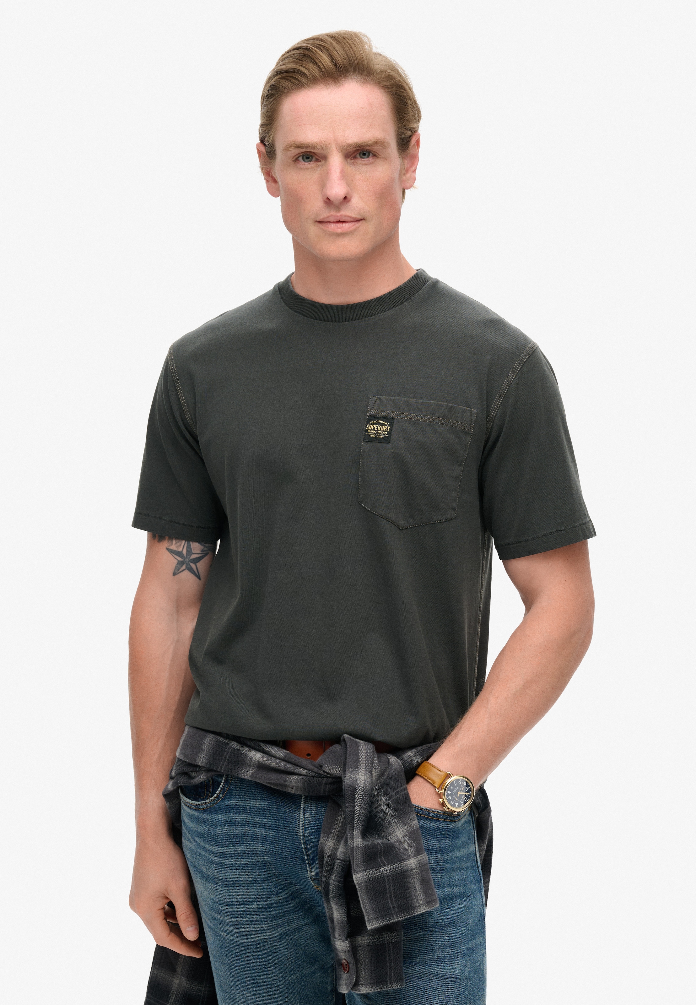 Superdry Rundhalsshirt "CONTRAST STITCH POCKET T-SHIRT" günstig online kaufen