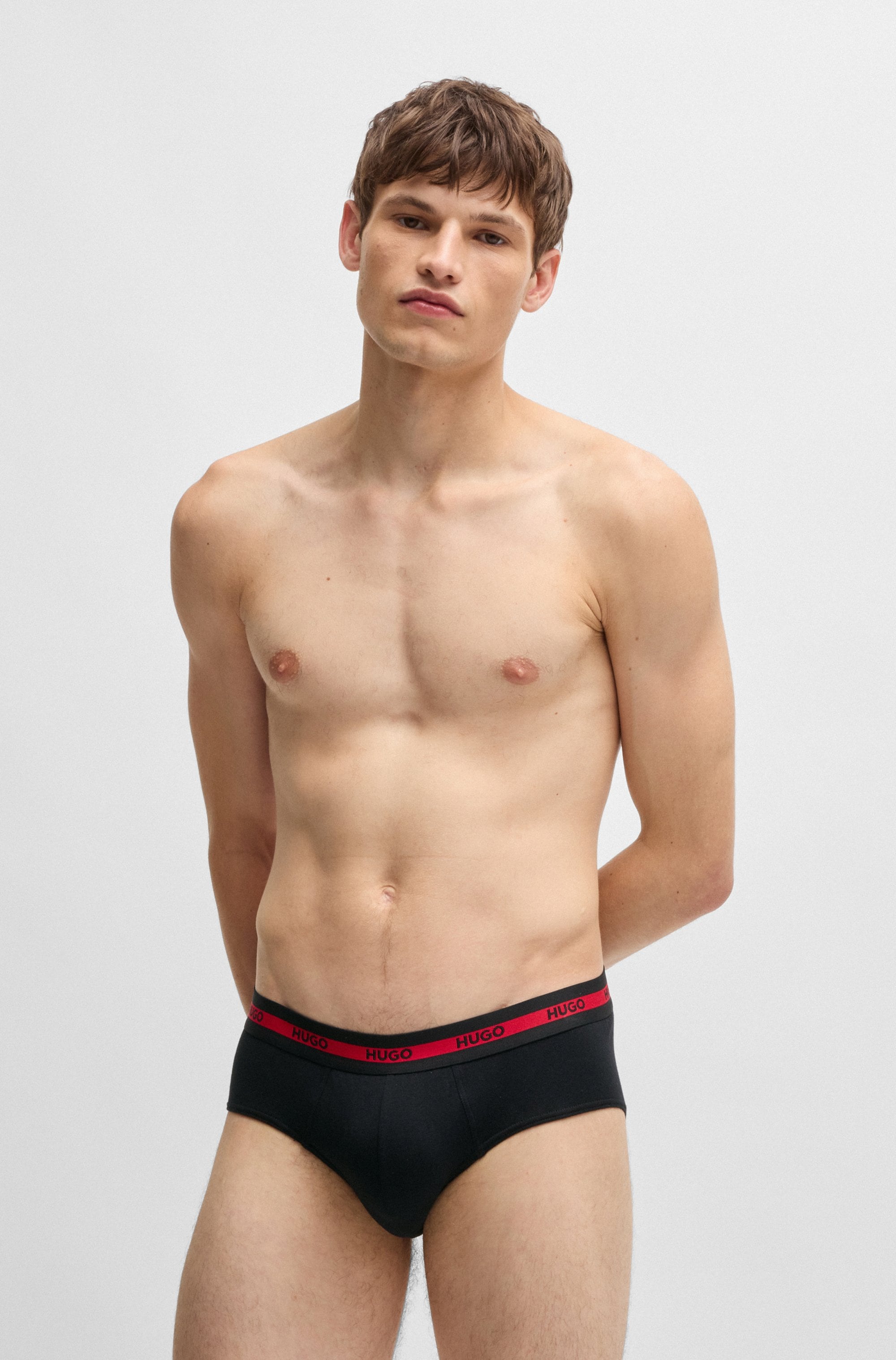 HUGO Underwear Slip, (Packung, 3 St., Im Dreierpack), mit Kontraststreifen und Logoschriftzügen auf dem Bund