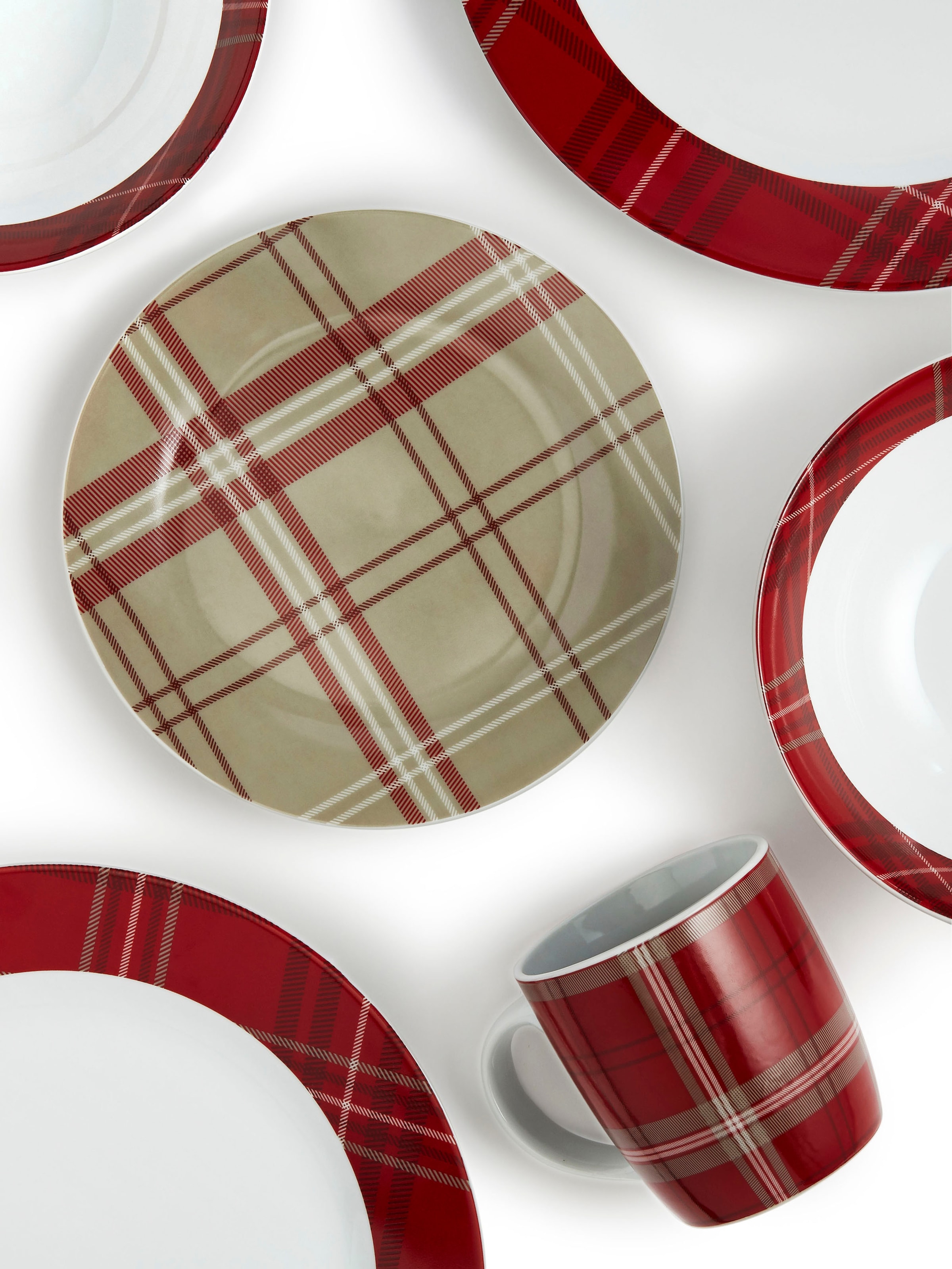 Retsch Arzberg Kombiservice »Geschirr-Set, Service Highland Red«, (Set, 32 tlg.), mit zeitlosem Schottenkaro-Design, 32 Teile, für 8 Personen