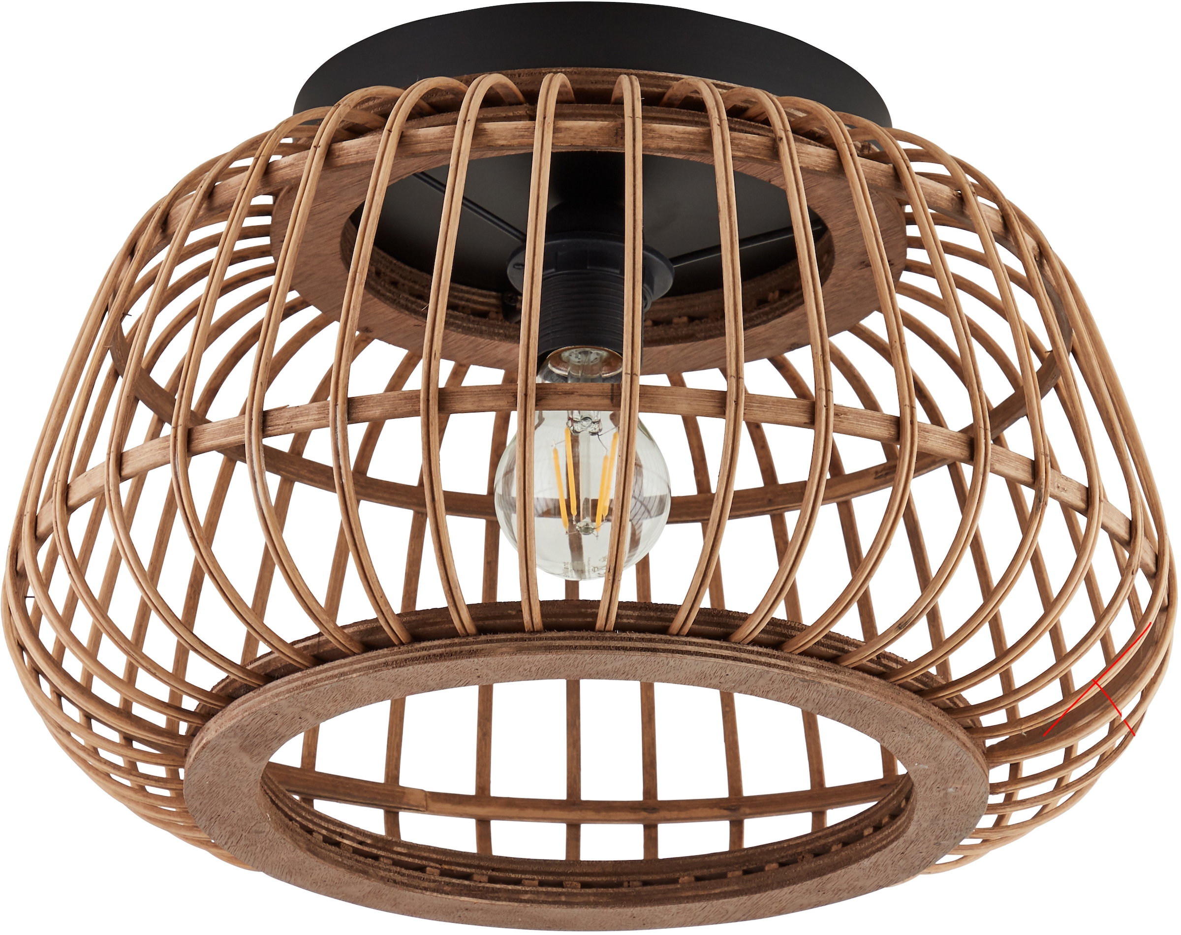 Home affaire Deckenleuchte »Grazay«, 1 schwarz/natur 40cm Rattan aus - | mit Schirm Deckenlampe BAUR flammig-flammig, Durchmesser