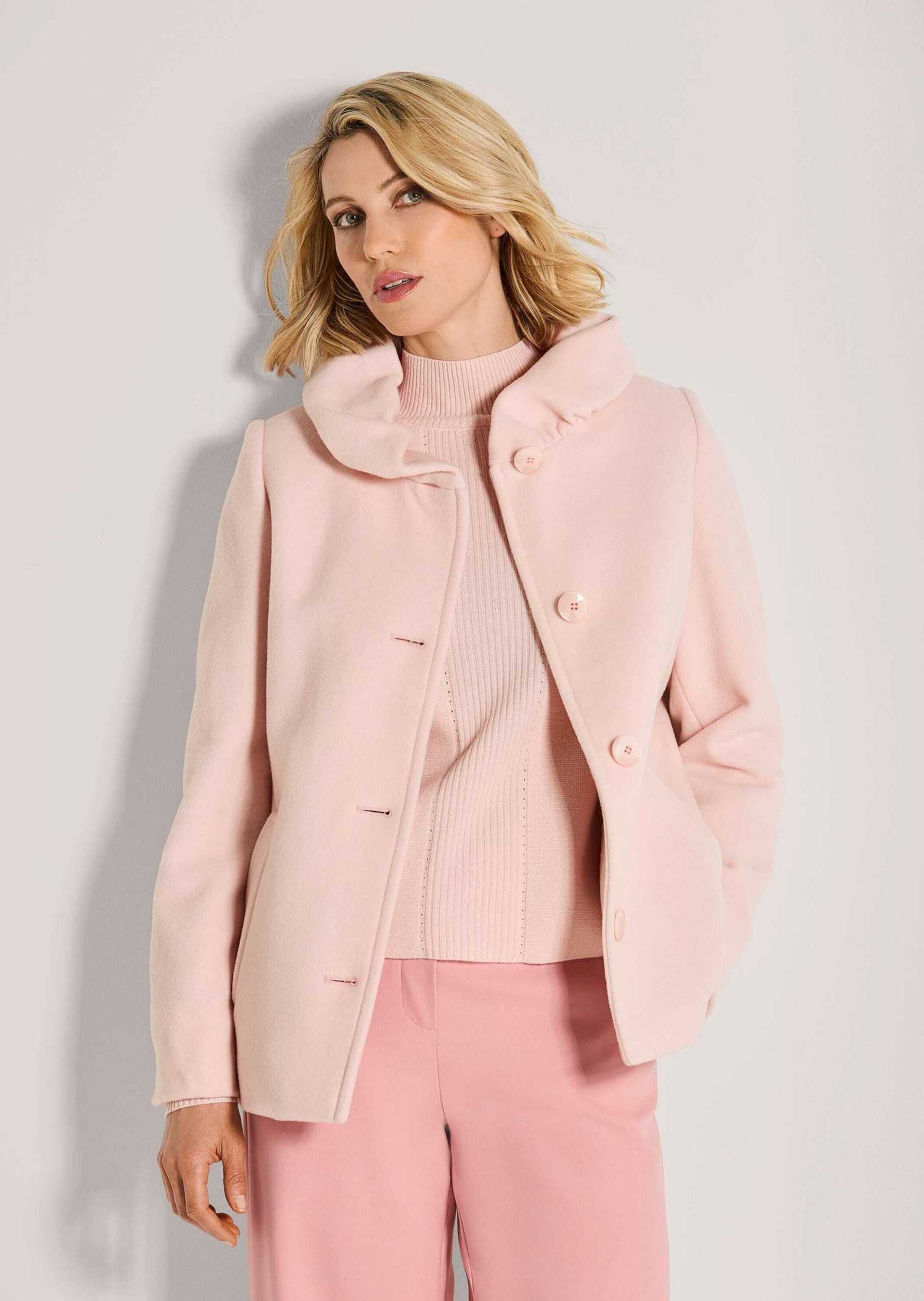 Thumbnail - MADELEINE Kurzjacke "Wollmantel Eleganter Einreiher mit modischem Schalkragen" Wollmischung, modische Kragenform