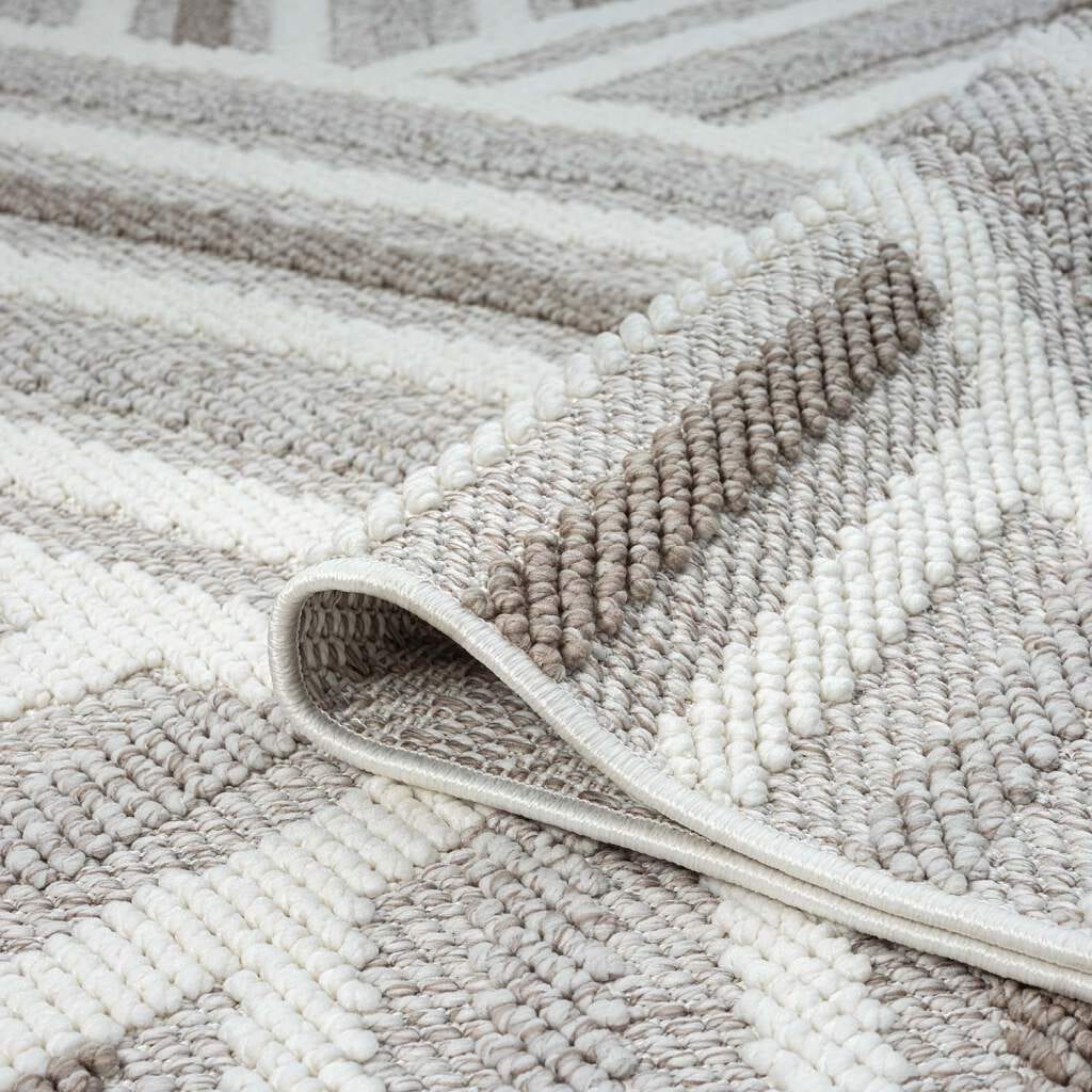 Carpet City Teppich »LINDO 7590«, rechteckig, 11 mm Höhe, Kurzflor, Hochtief-Muster/ 3D-Effekt, Fransen, Boho-Stil, Wohnzimmer