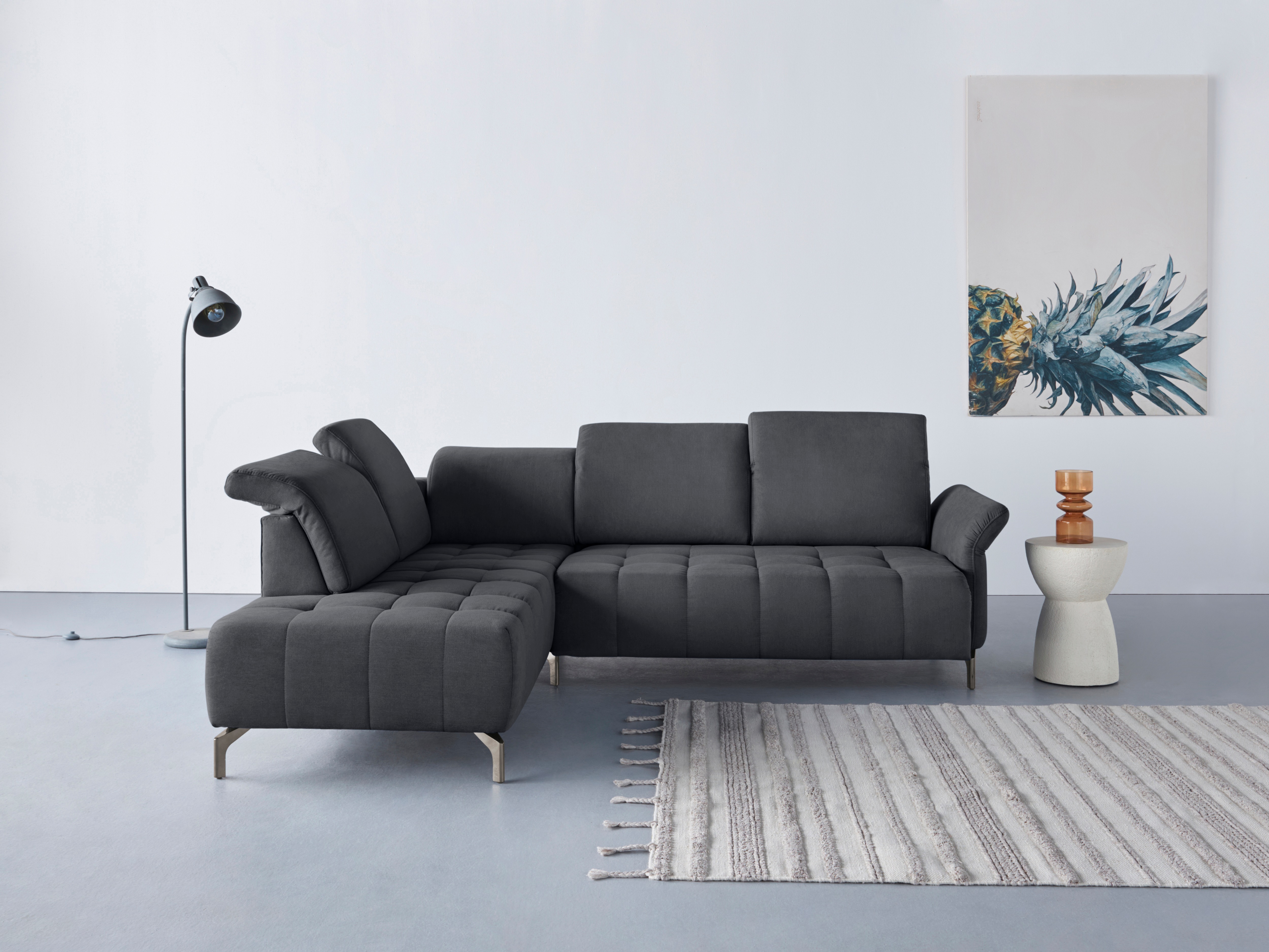 OTTO home Ecksofa "Fresh L-Form" Federkern, wahlweise Kopfteilverstellung und motorischer Vorziehsitz