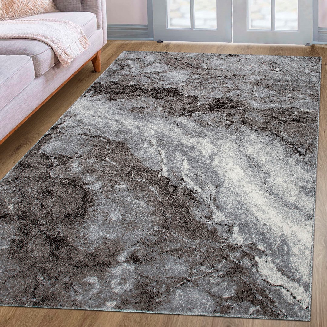 Teppich OTTO HOME "Sonnenhang" Gr. 4, grau, B:160cm H:9mm L:230cm, Kunstfaser, Teppiche, Teppich, mit besonders weichem Flor, Kurzflor, modernes Marmor Design