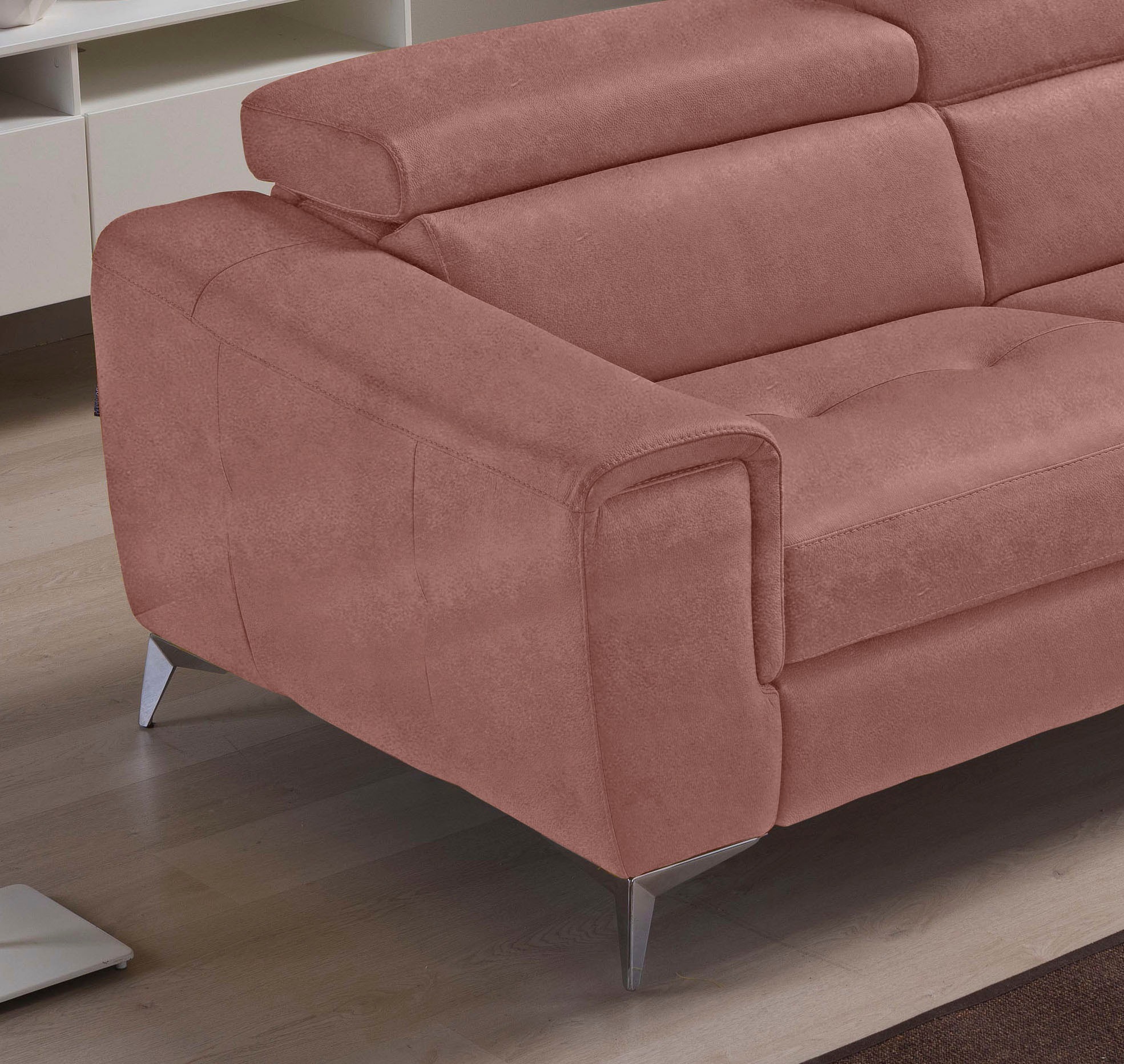 Egoitaliano 2,5-Sitzer »Francine, Designsofa, Loungesofa«, Kopfteile manuell verstellbar, mit edlen Metallfüßen