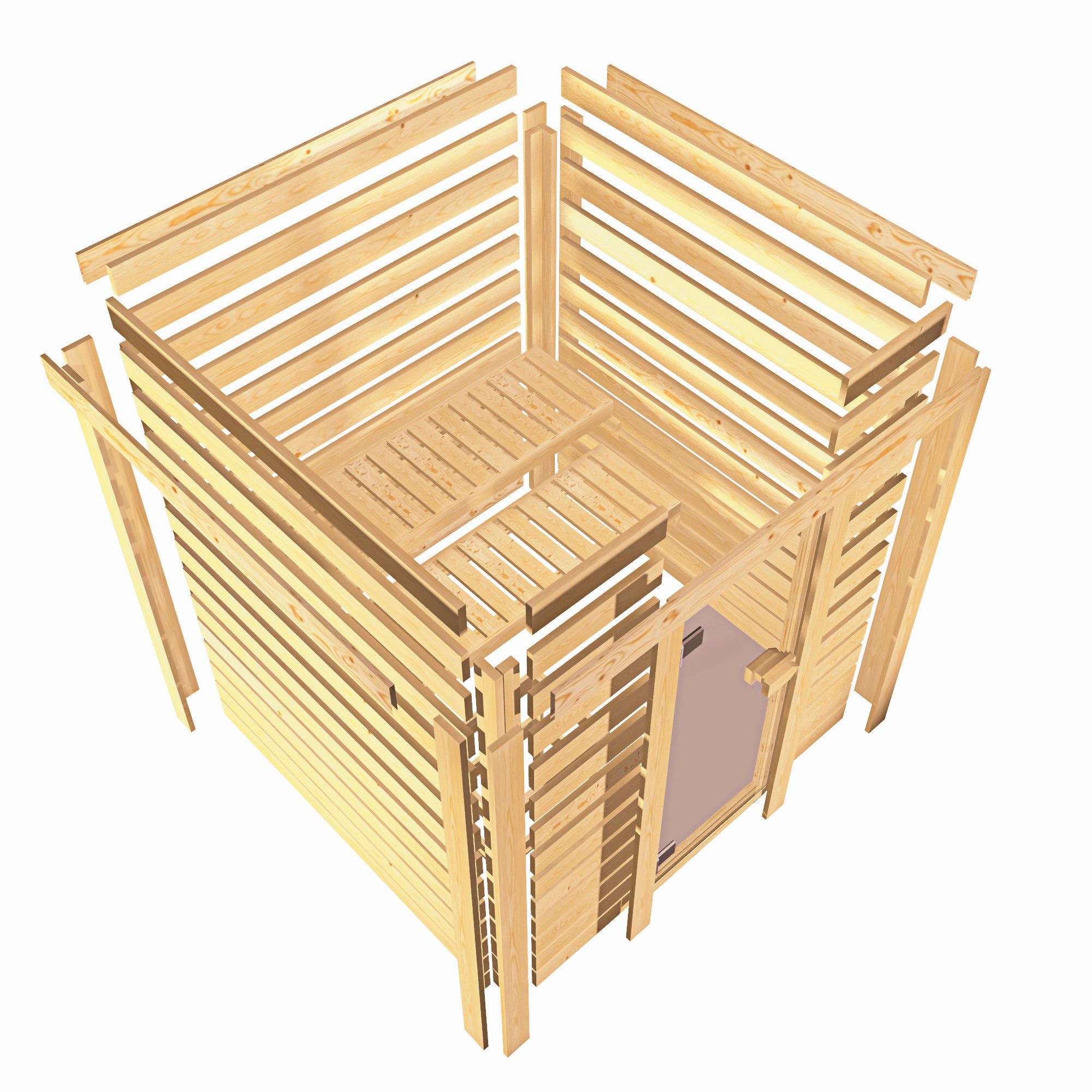 Karibu Sauna »Menja«, (Set), 9-kW-Ofen mit integrierter Steuerung