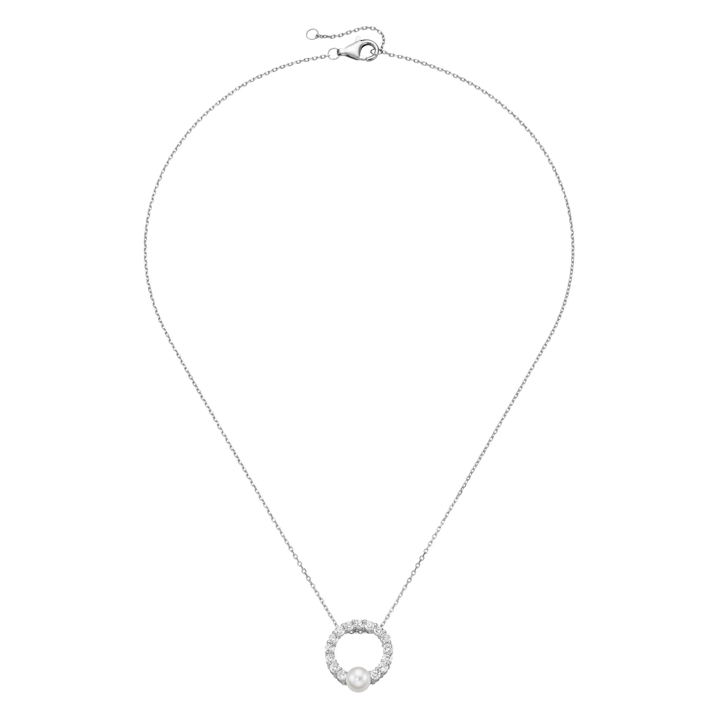 Firetti Kette mit Anhänger »Schmuck Geschenk Silber 925 Ankerkette Anhänger Kreis rund« mit Zirkonia (synth.) - mit Süßwasserzuchtperle