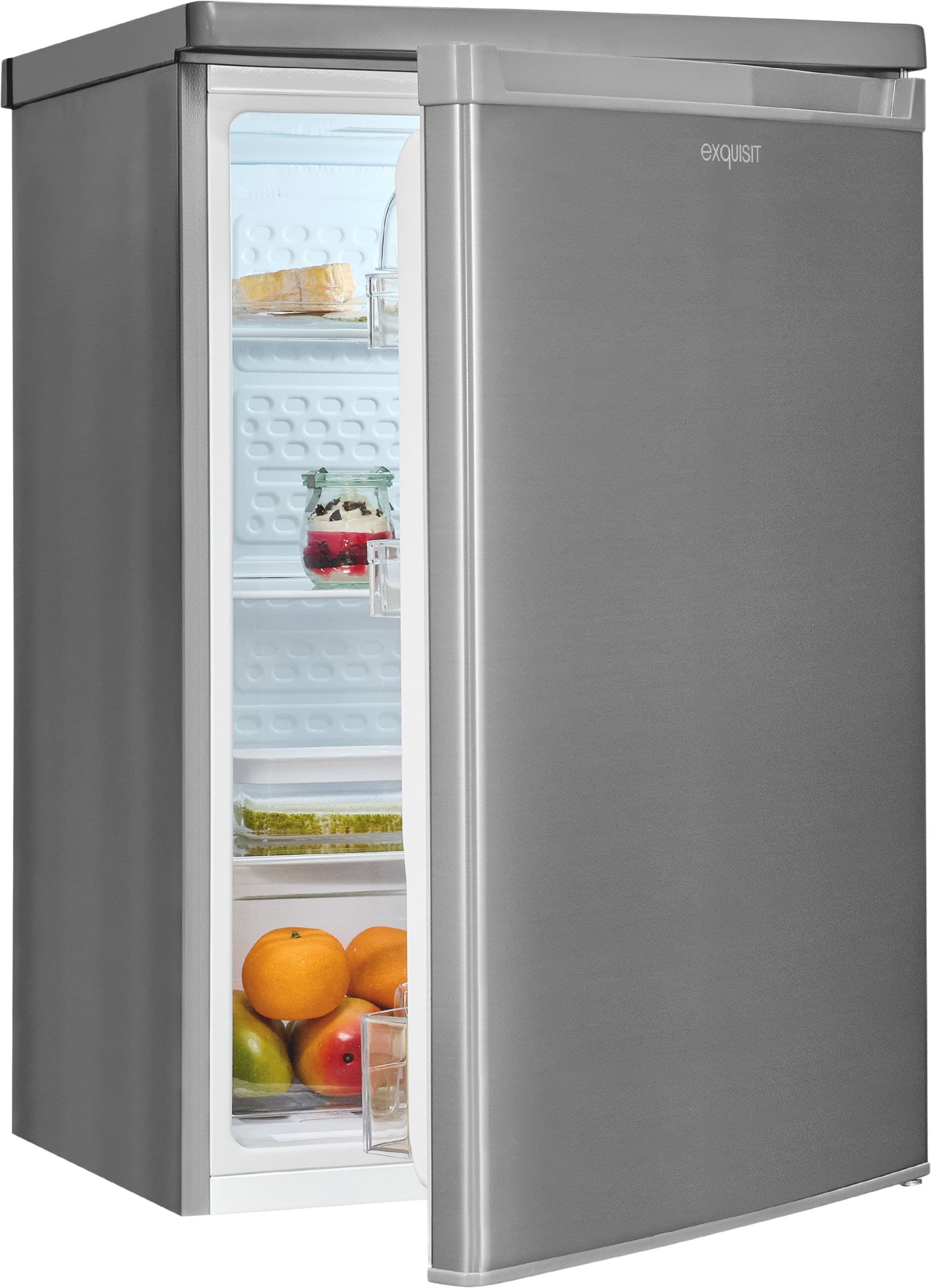 exquisit Kühlschrank »KS16-V-040C inoxlook« 85 cm hoch 55 cm breit Helles LED-Licht für optimale Innenraumbeleuchtung
