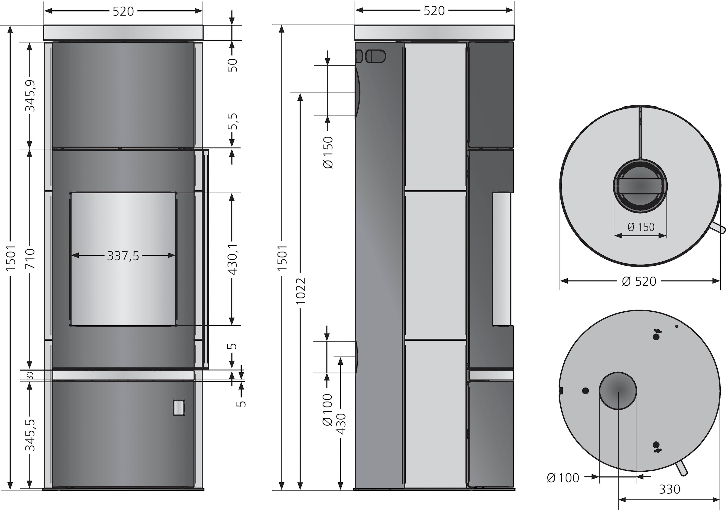 JUSTUS Kaminofen »Faro W+ 2.0 Bianco«
