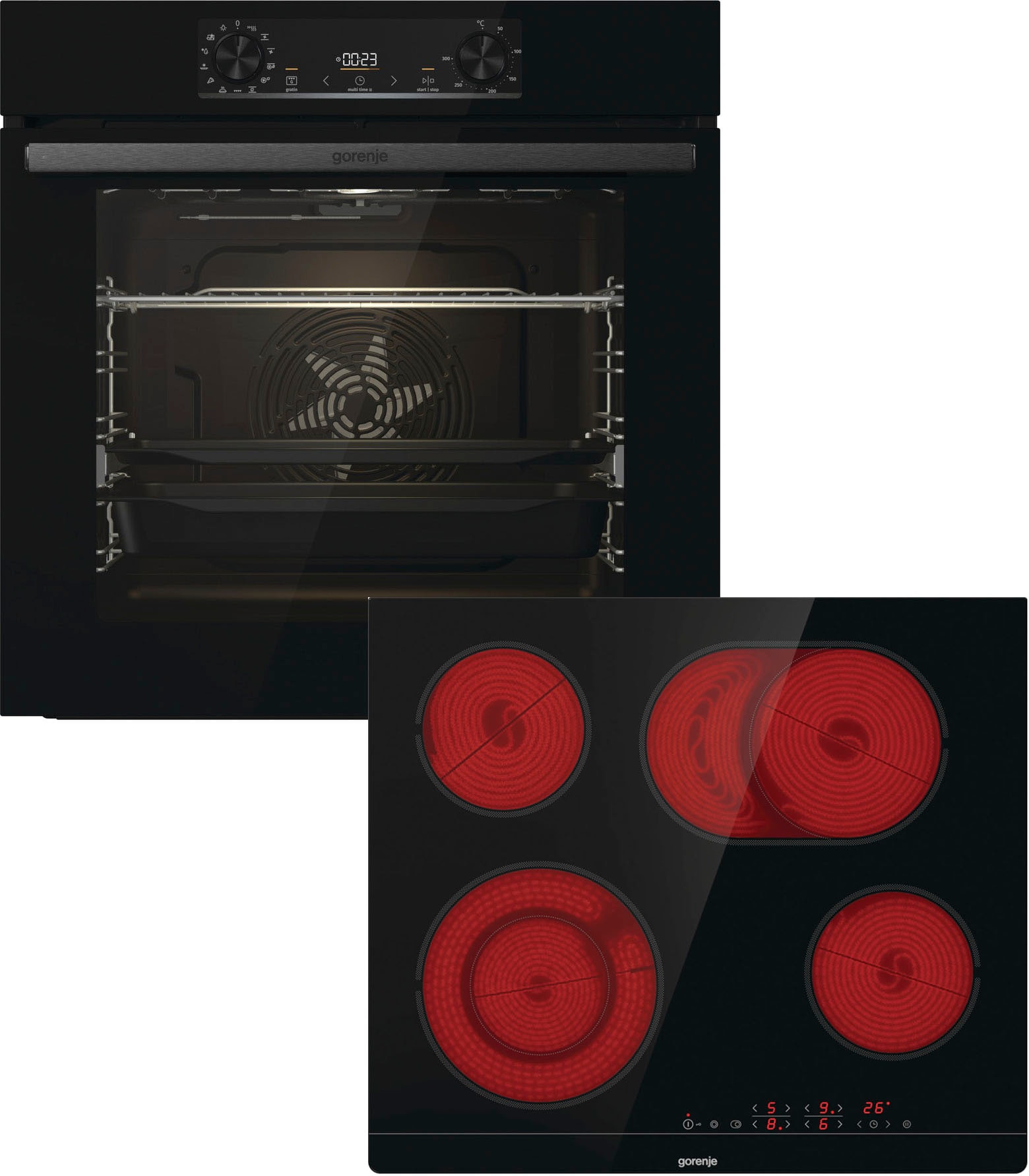 GORENJE Backofen-Set »BOS6737E13BGOT«, mit 1-fach-Teleskopauszug, Aqua Clean, (Set), ExtraSteam, AirFry-Funktion