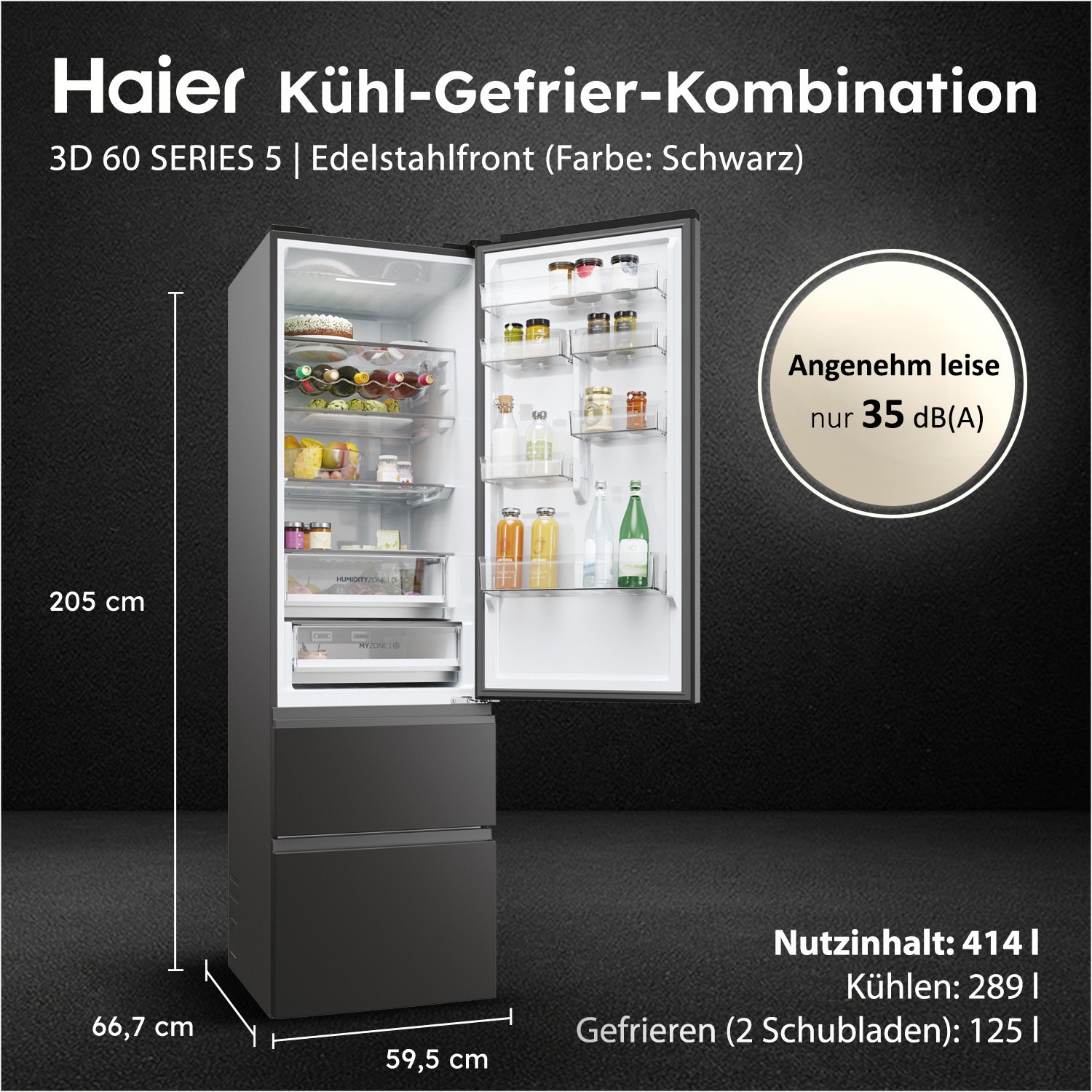 Haier Kühl-/Gefrierkombination 3D 60 SERIES 5 "HTW5620DNPT" 205 cm hoch 59, günstig online kaufen