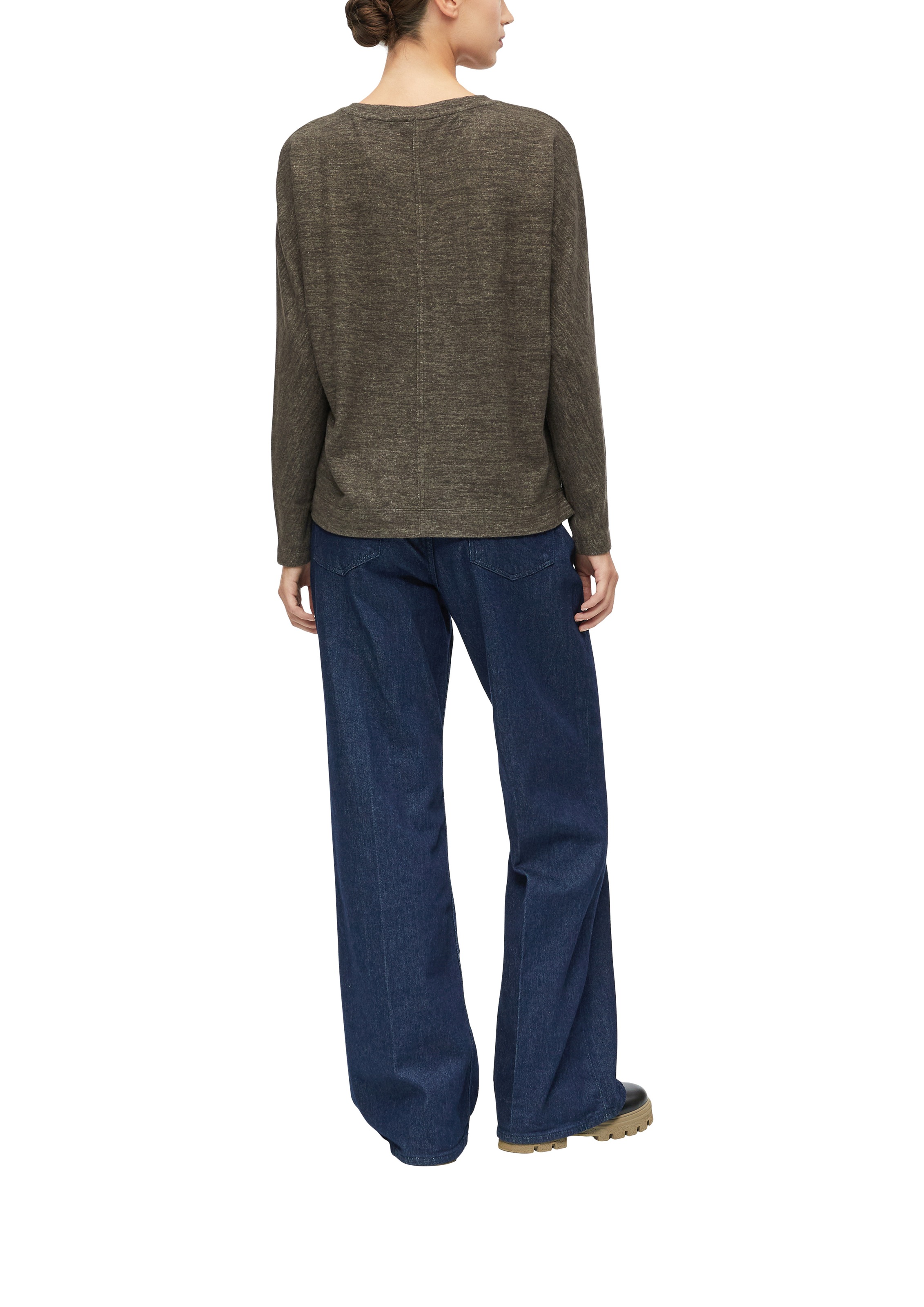 s.Oliver Langarmshirt mit Rundhals / melierte Optik