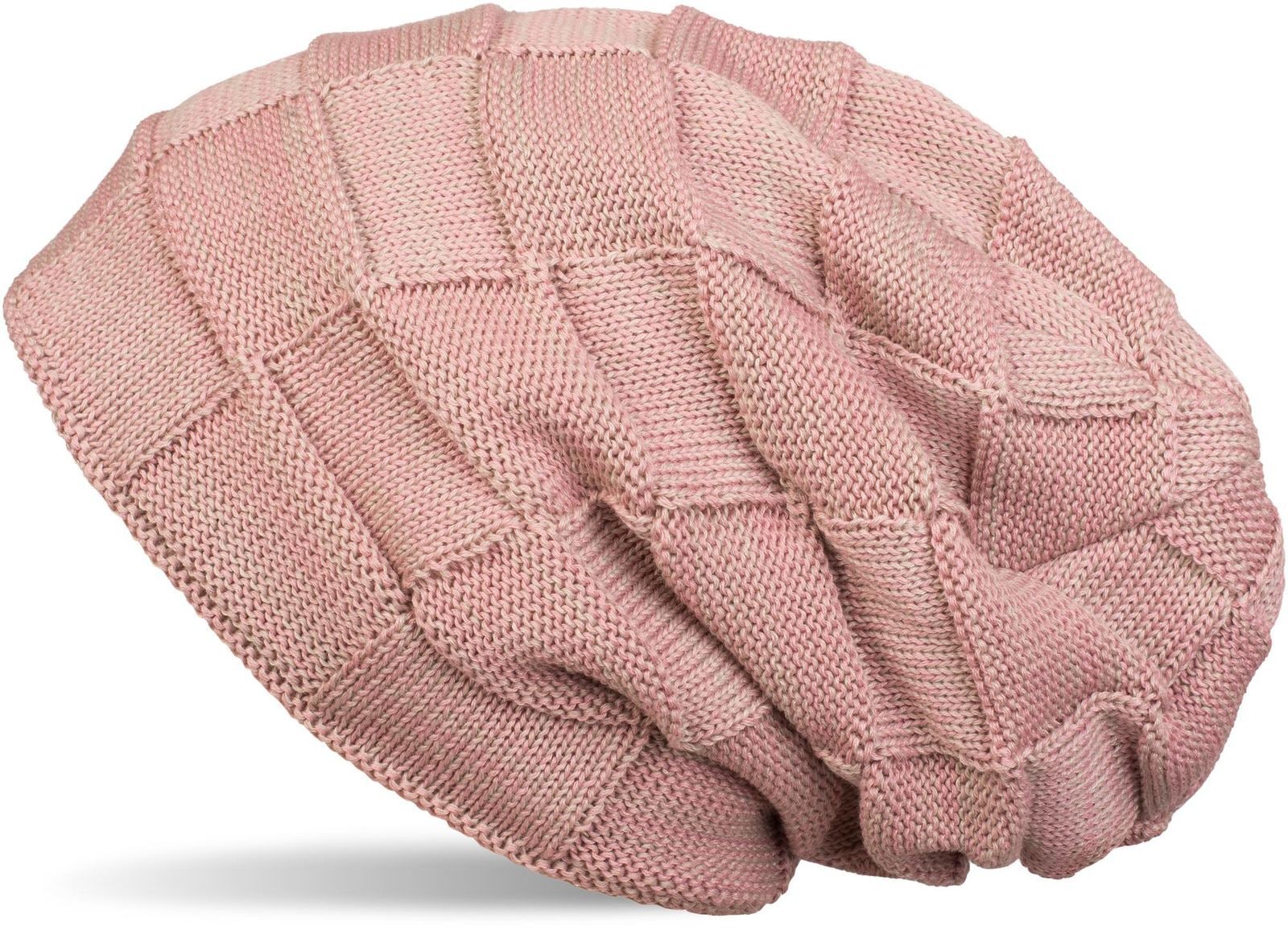 styleBREAKER Strickmütze "Feinstrick Beanie mit Karo Strick" 1 Stk.