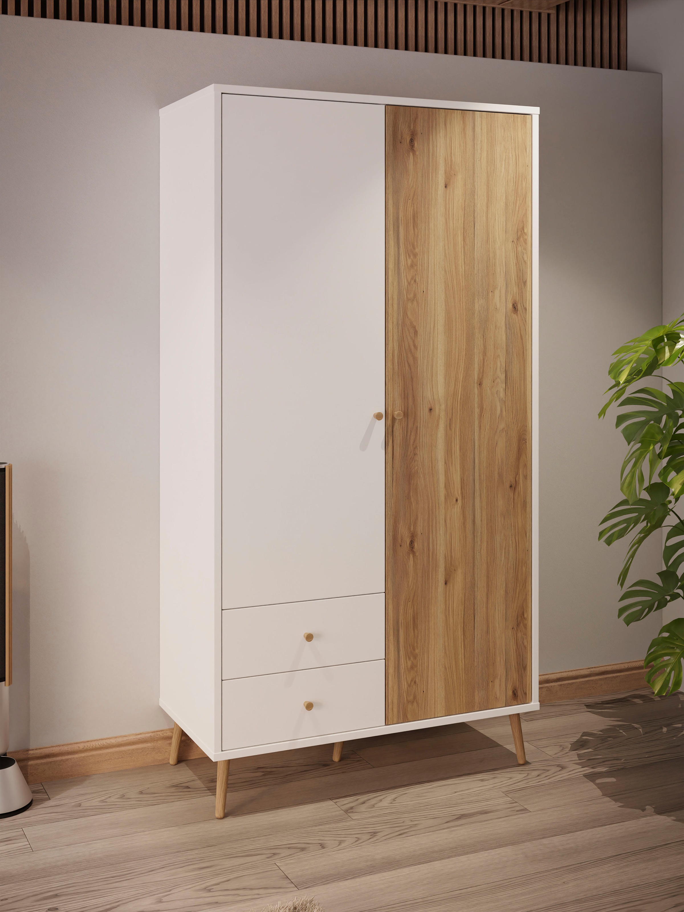 FORTE Drehtürenschrank »Harllson EasyKlix by Forte«, Montage von Korpus und Türen ohne Werkzeug oder Schrauben