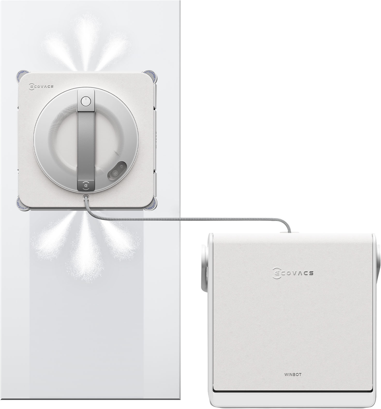 Ecovacs Weiß Grau Fensterputzroboter "Winbot W2s Pro Omni" All-In-One Station Drei-Düsen 120Ml Wassertank Kantenreinigung von Baur