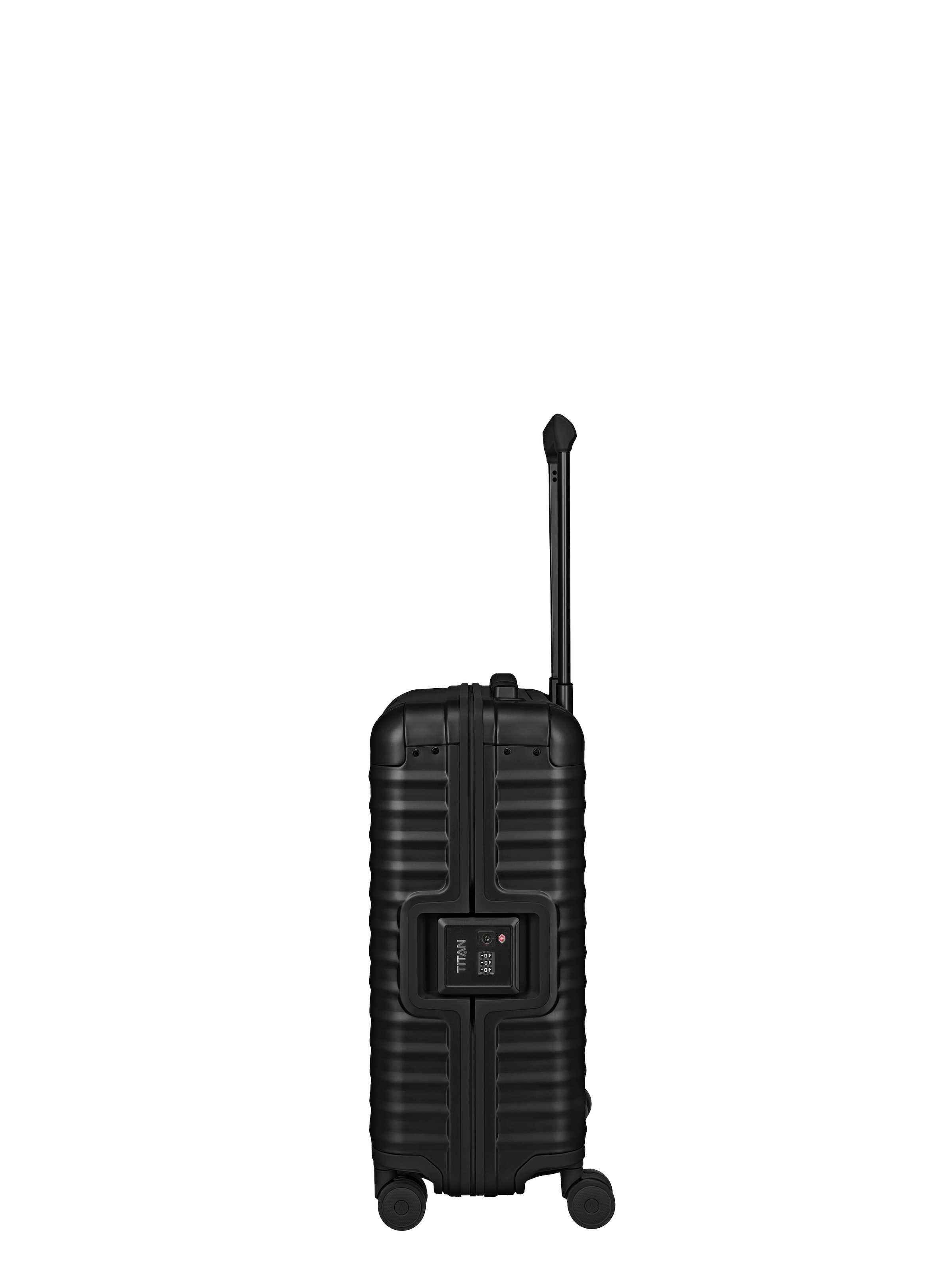 TITAN - Made in Germany Trolley »ETERNITY S23 Aluminium Bordkoffer Made in Germany« 45 l 4 Rollen 100 % Aluminium, Smart Frame und Echtledergriffe