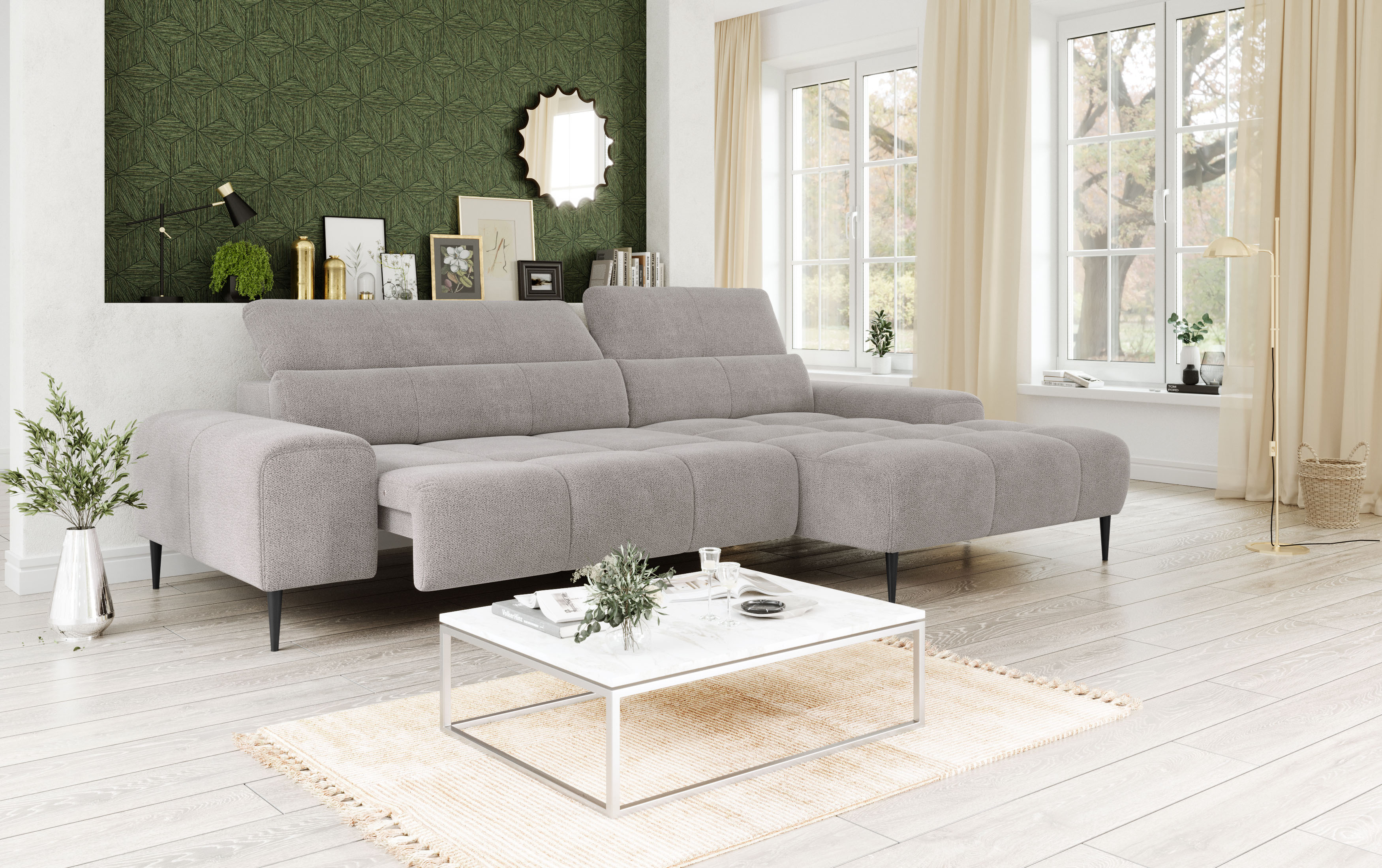 OTTO home Ecksofa "Theo L-Form, B: 290 cm" mit Kopfteilverstellung, optional Sitztiefenverstellung