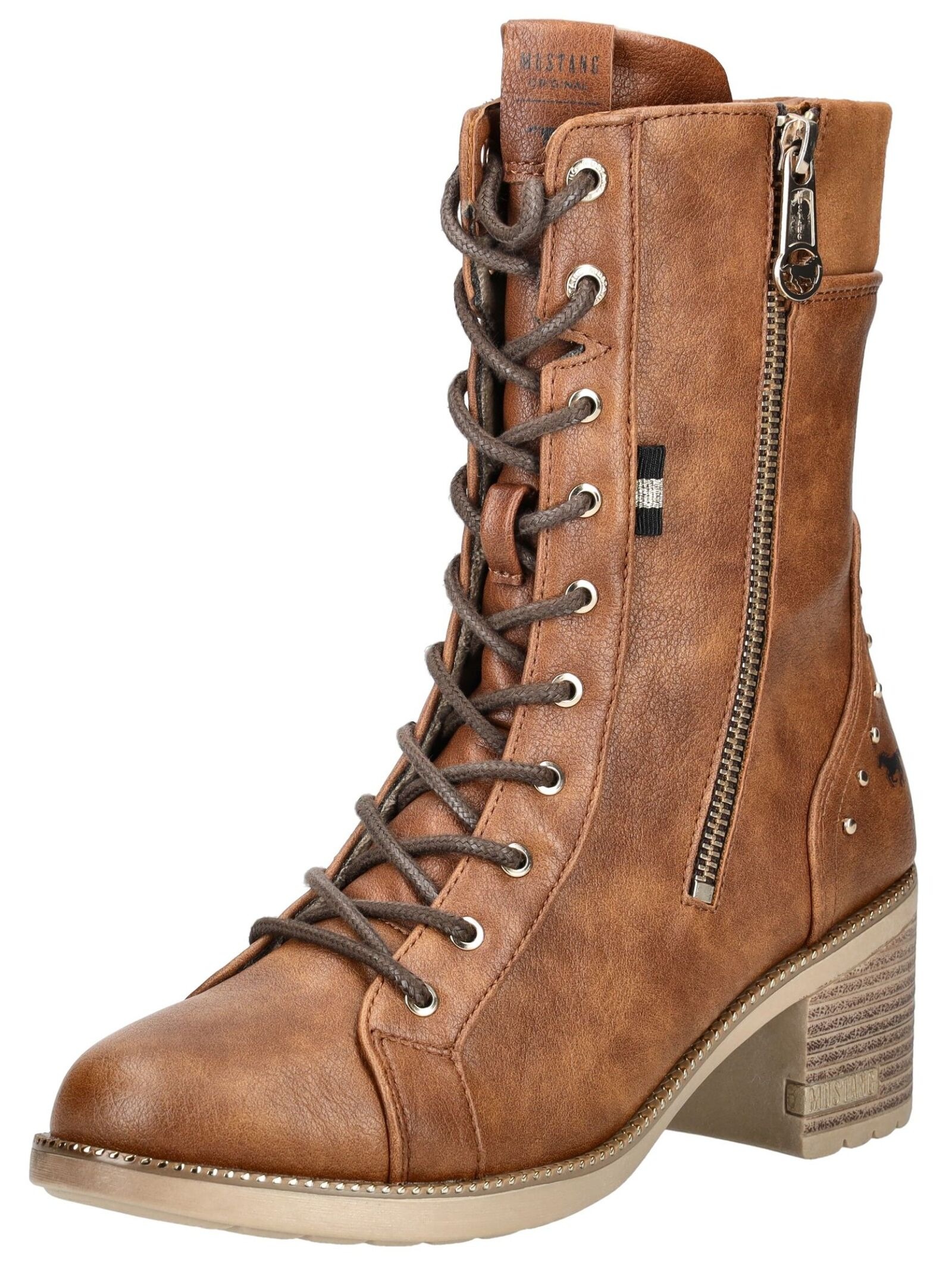 Mustang Shoes Schnürstiefelette "Mustang Shoes Stiefelette Lederimitat" günstig online kaufen