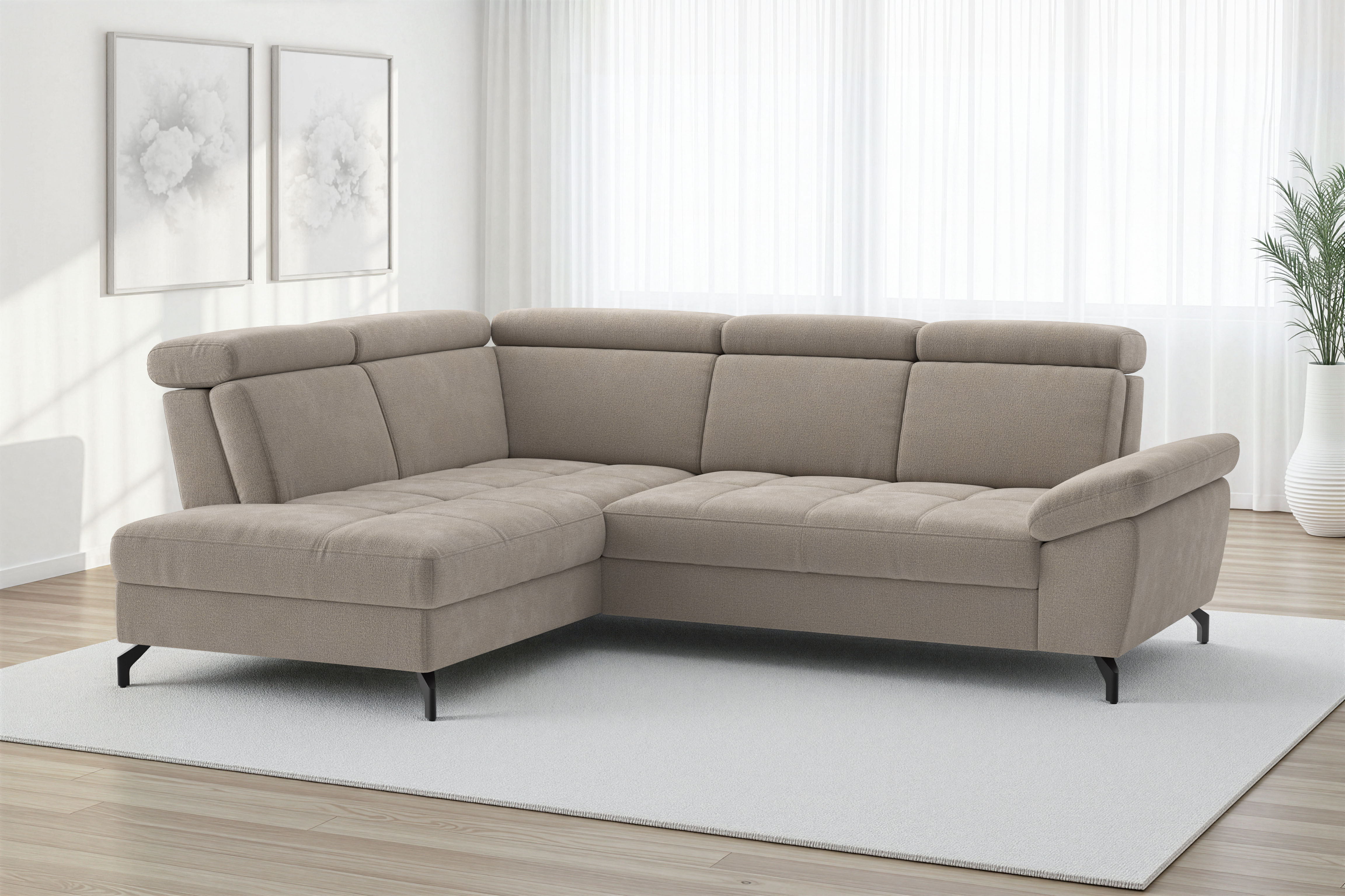 sit&more Ecksofa "Vanity; L-Form, B. 254 cm" Inkl.Sitz-,Kopf-und Armteilverstellung