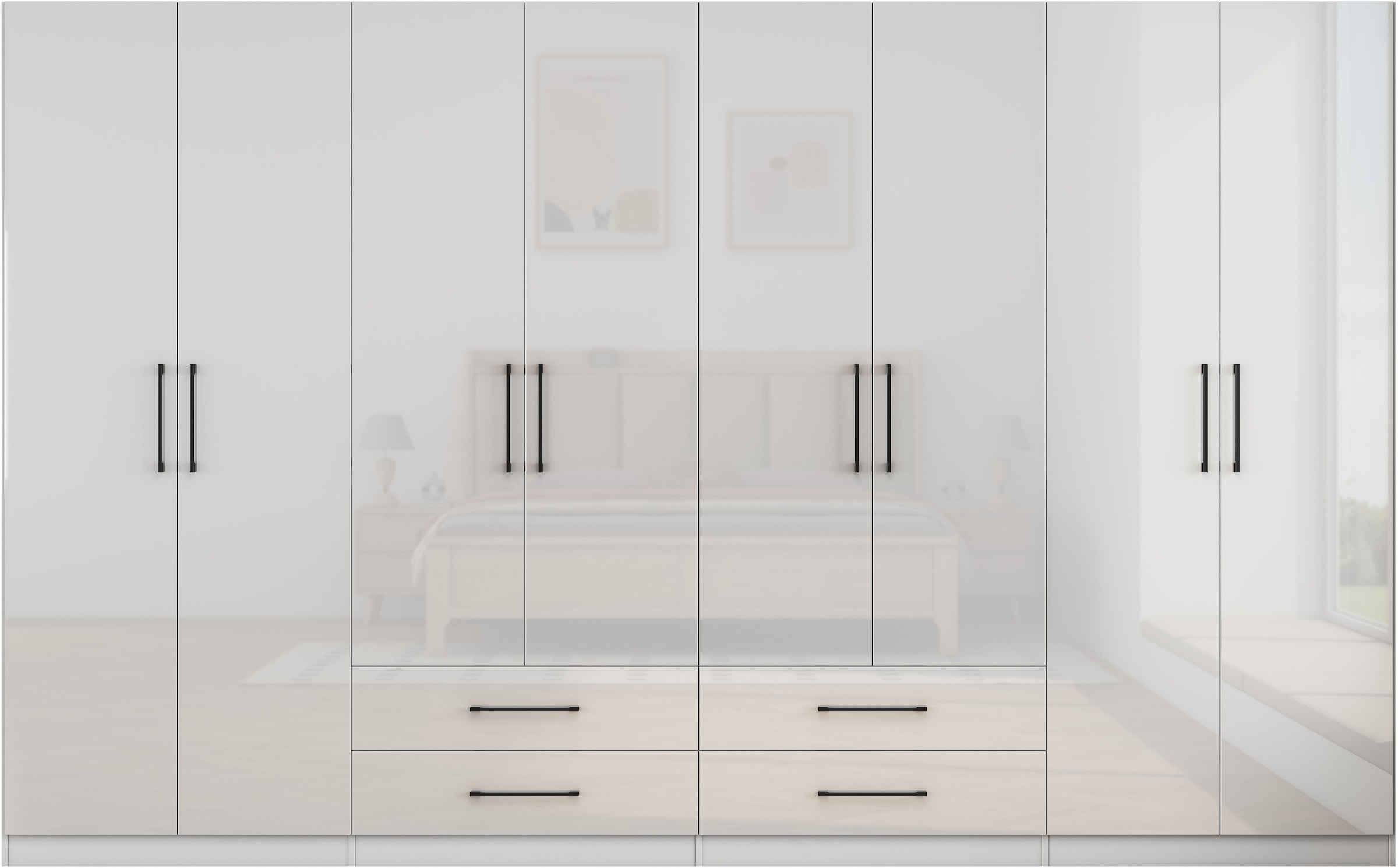 OTTO home Kleiderschrank »Sylt Schlafzimmerschrank Garderobe Schrank in hochglanz mit 8 Türen« Drehtürenschrank mit perfekter Innenausstattung