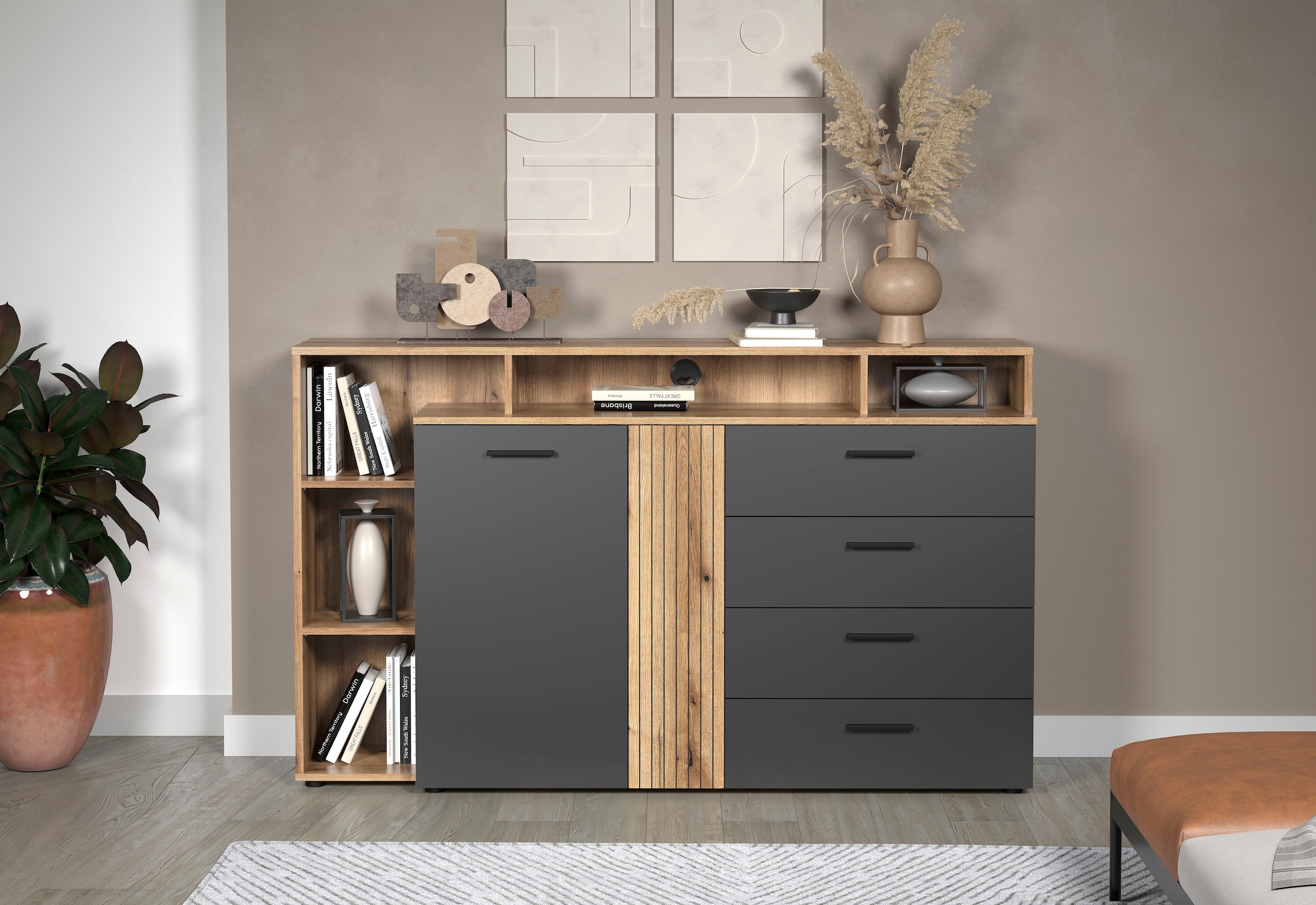 INOSIGN Lowboard "Estepona" 1 Stk. tlg. TV Kommode mit 2 Türen & 4 Schublad günstig online kaufen