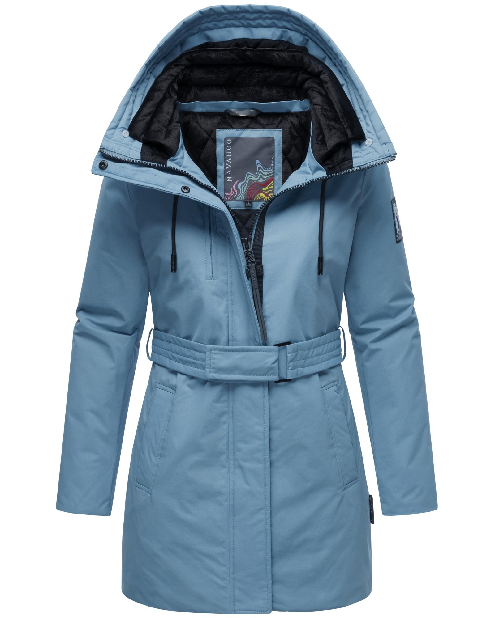 Navahoo Winterjacke »Eishauch 14«, mit Kapuze, Damen Winterparka mit Taillengürtel und Fleece-Kragen