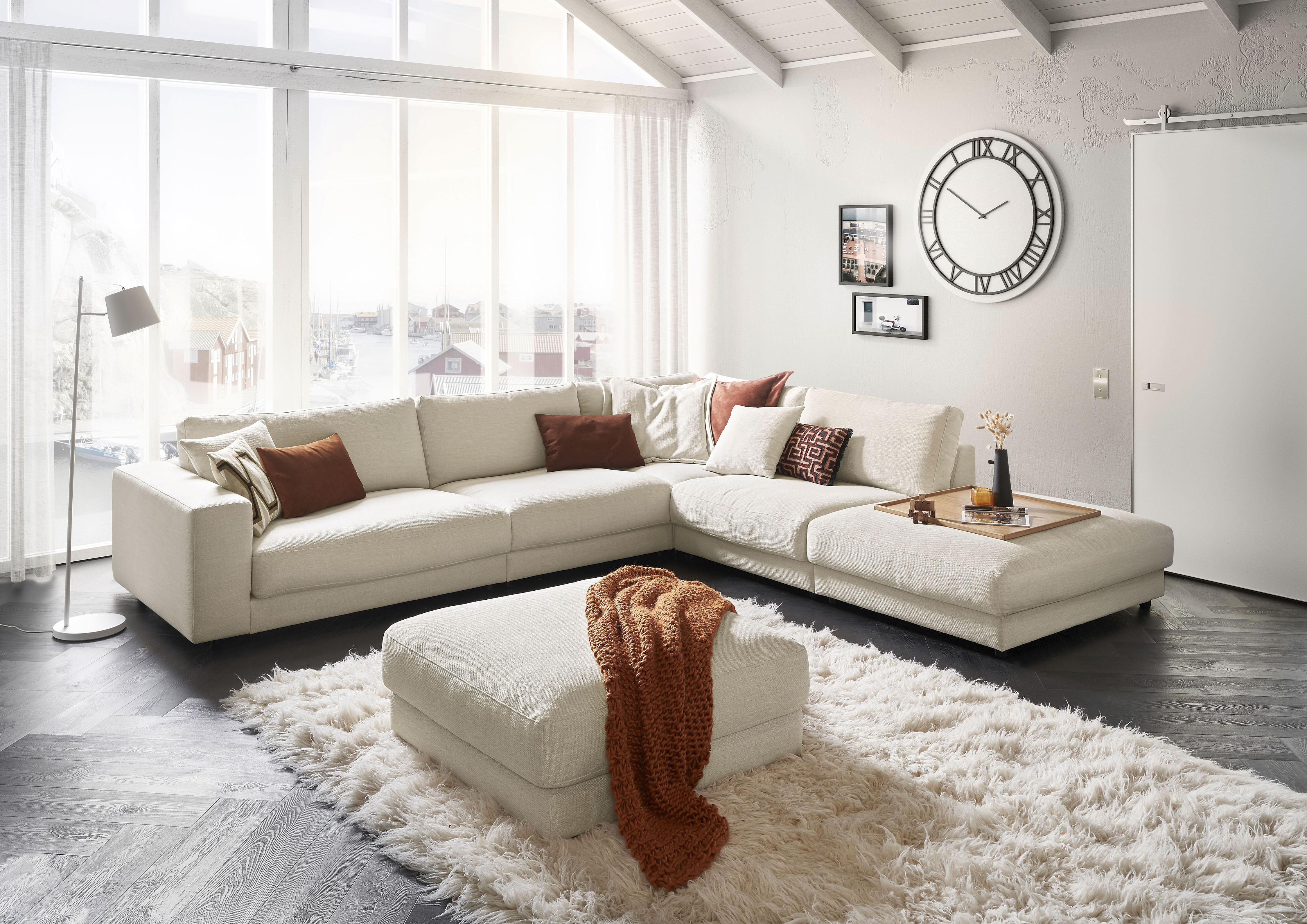 3C Candy Ecksofa "Enisa II, bequem und komfortabel, großes Familiensofa, L-Form" incl. 3 Flatterkissen, wahlweise mit Flecken-Schutz-Bezug Easy care