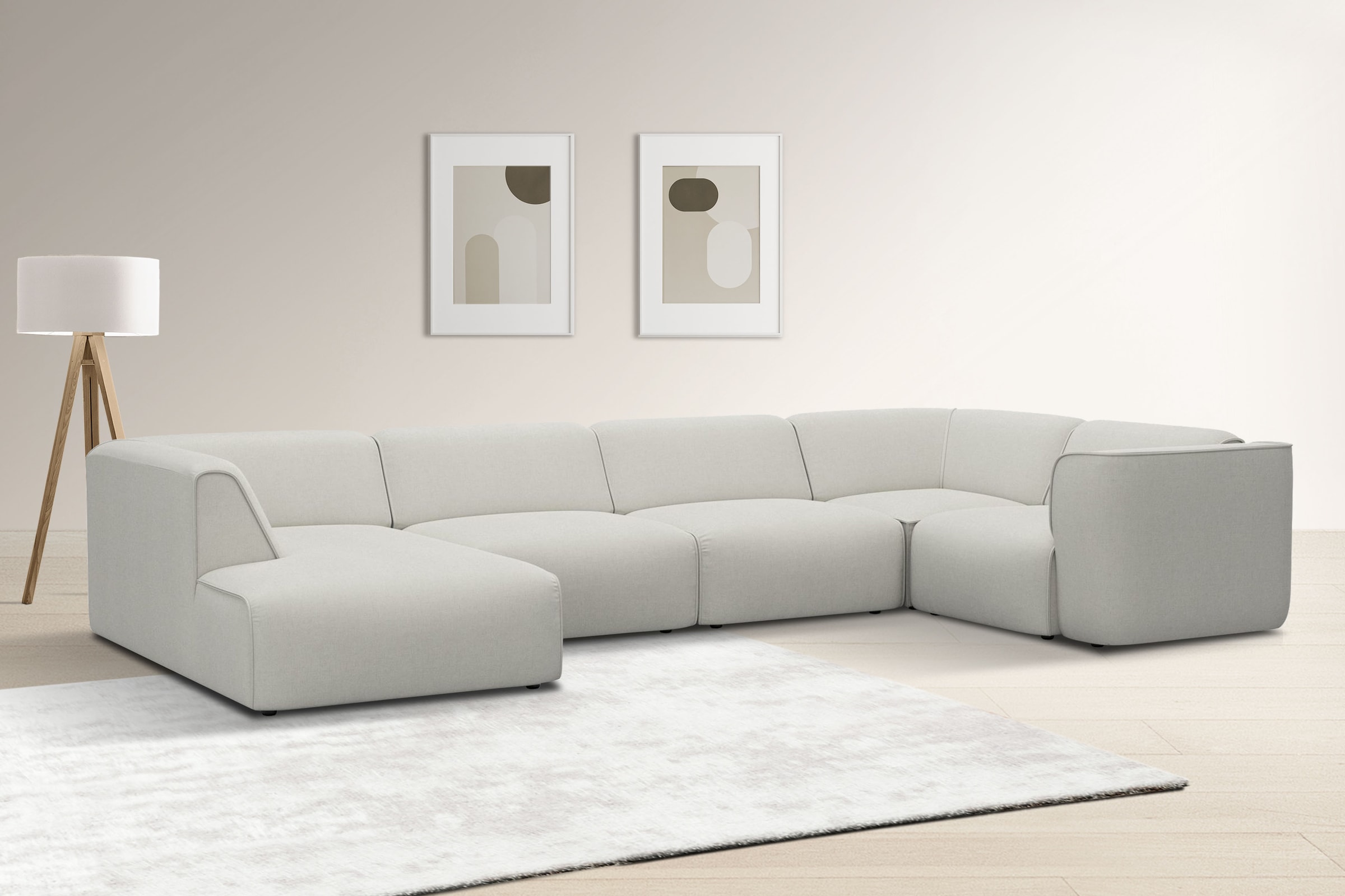 RAUM.ID Wohnlandschaft »Merid U-Form, jederzeit durch Module erweiterbar, B/T/H: 367/206/70 cm«, als Modul oder separat verwendbar, für individuelle Zusammenstellung