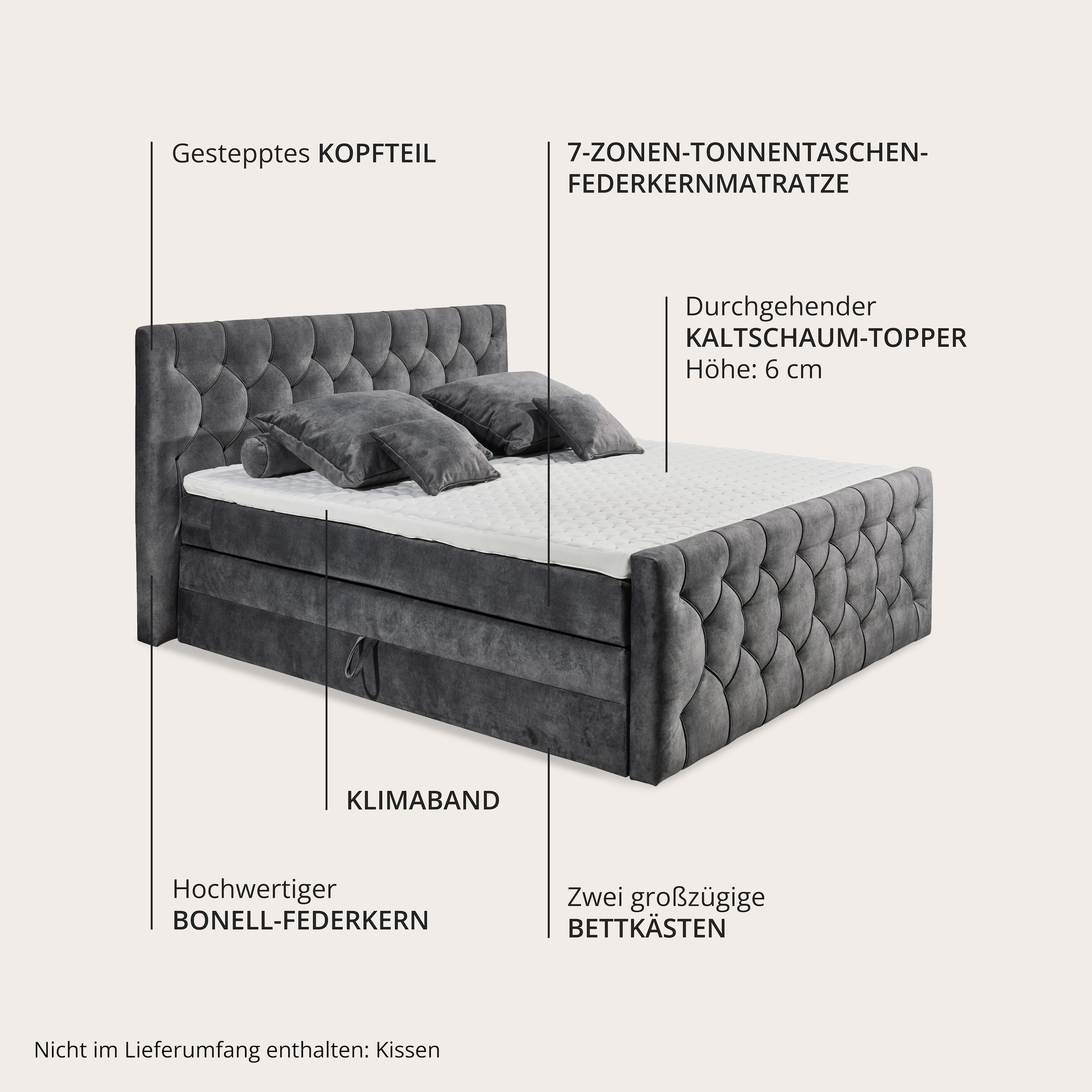 ED EXCITING DESIGN Boxspringbett »"Cashfield", OTTOs Choice! Topseller inkl. zwei Bettkästen & Topper« erhältlich in den Größen 160x200cm und 180x200cm