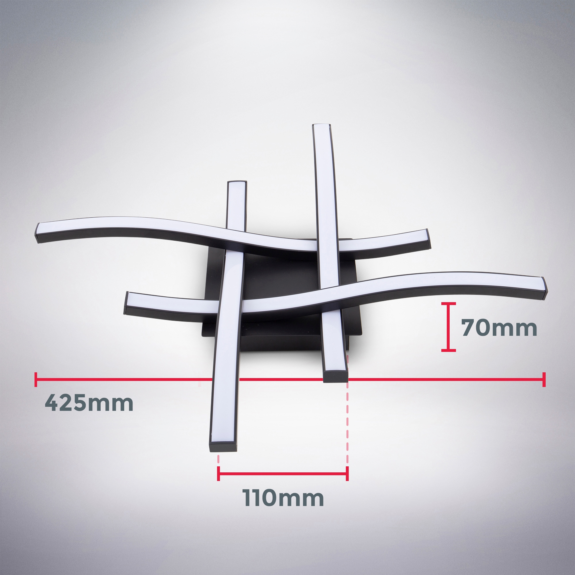 B.K.Licht LED Licht, 2.000 Schwarz, 1 mm flammig-flammig, Neutralweißes Deckenleuchte »BK_DL1431 | Wellenförmig«, Lm, LED-Deckenlampe, 4-Flammig, 4.000K, 425x425x70 20W, BAUR