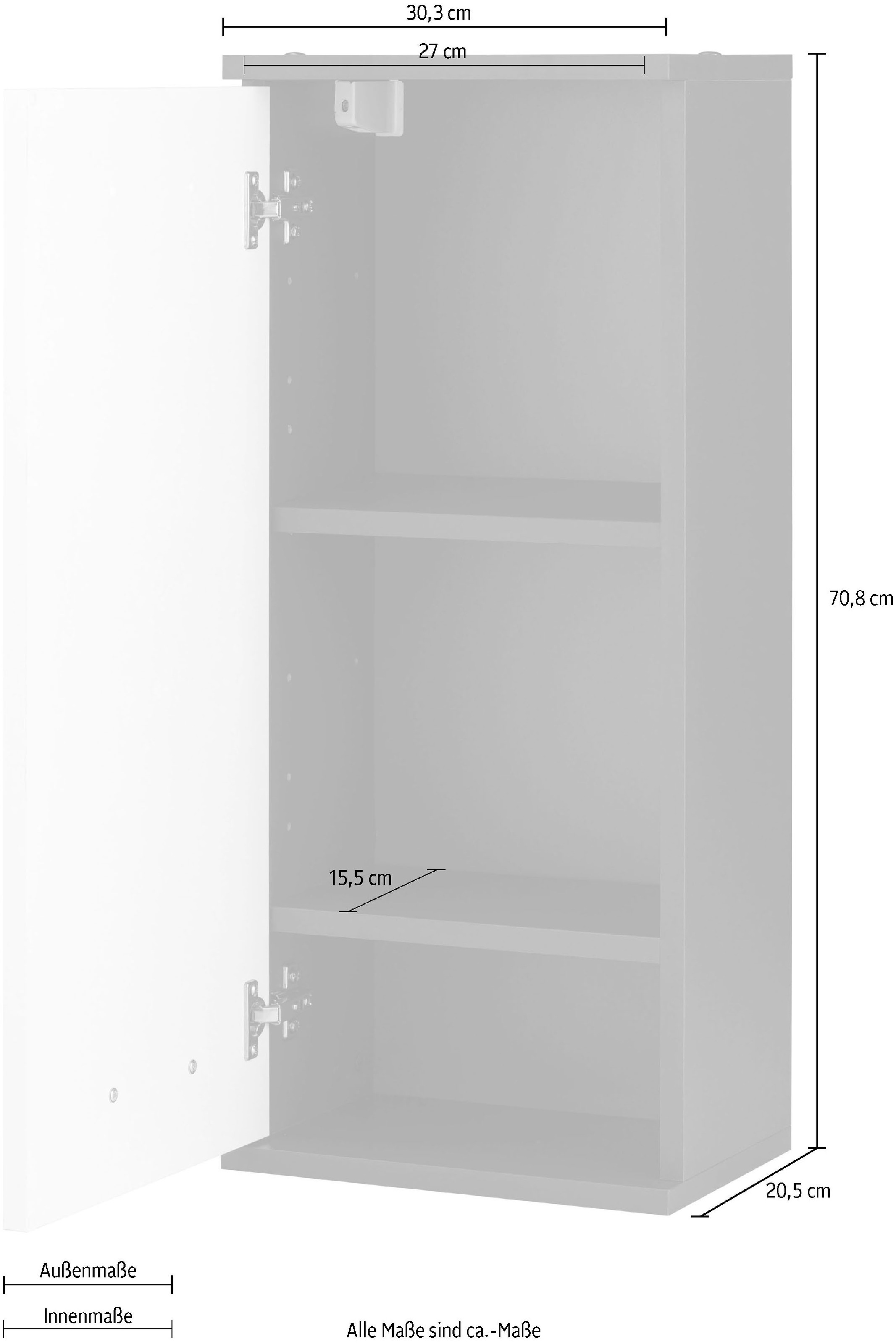 Schildmeyer Hängeschrank montierbar, | Tür beidseitig Breite/Höhe: kaufen BAUR »Mobes«, Badschrank 30,3/70,8 cm