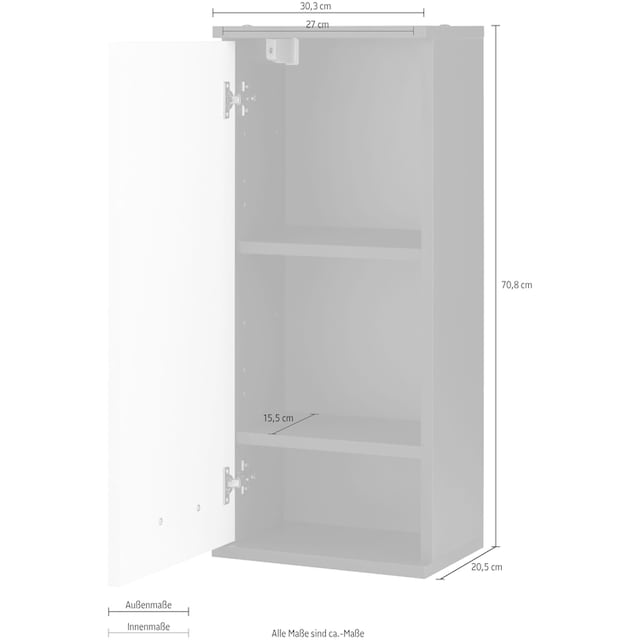 Schildmeyer Hängeschrank »Mobes«, Breite/Höhe: 30,3/70,8 cm, Tür beidseitig  montierbar, Badschrank kaufen | BAUR