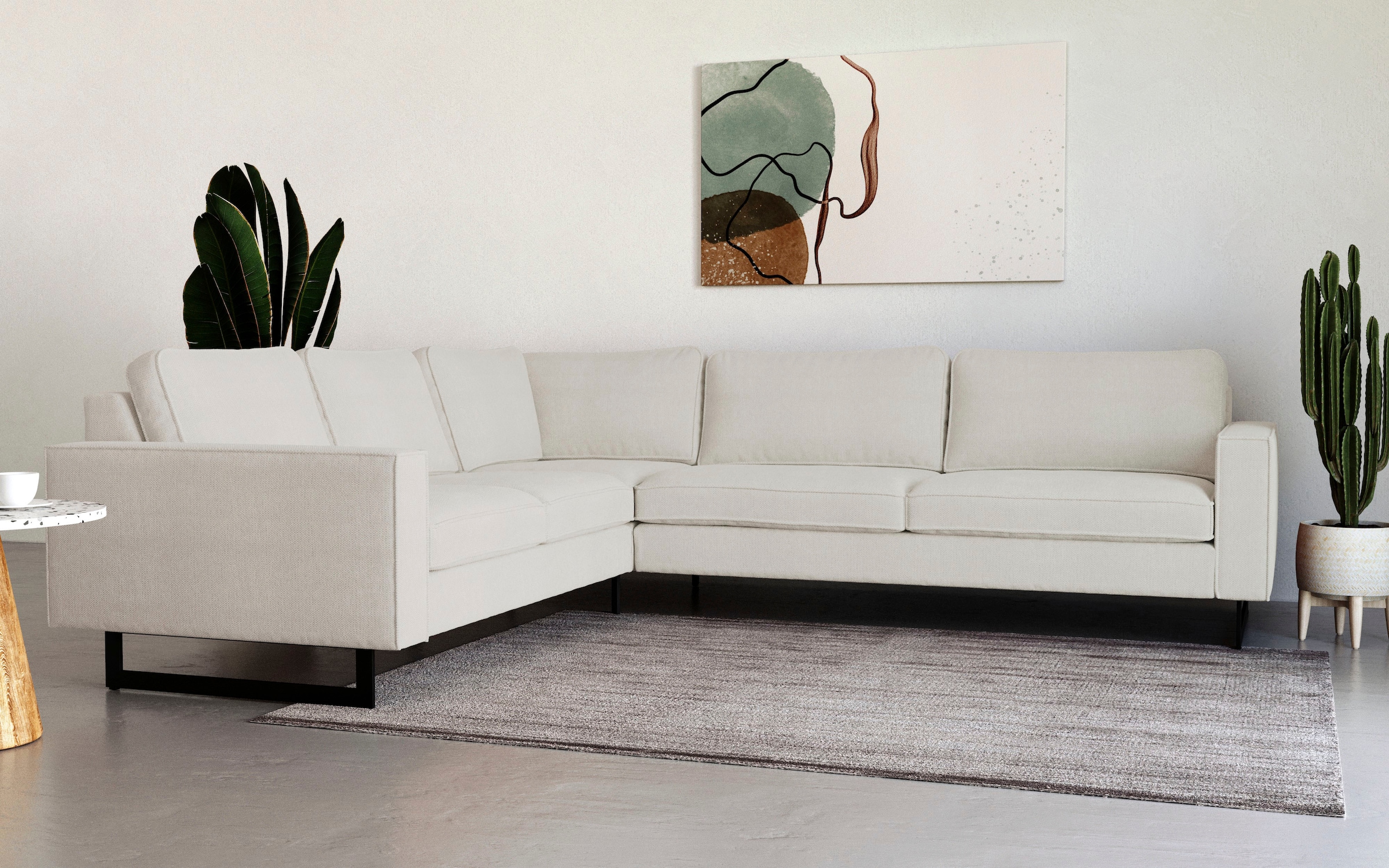 Places of Style Ecksofa "Pinto, XXL, 250/290 cm, langer Schenkel, Ottomane" günstig online kaufen