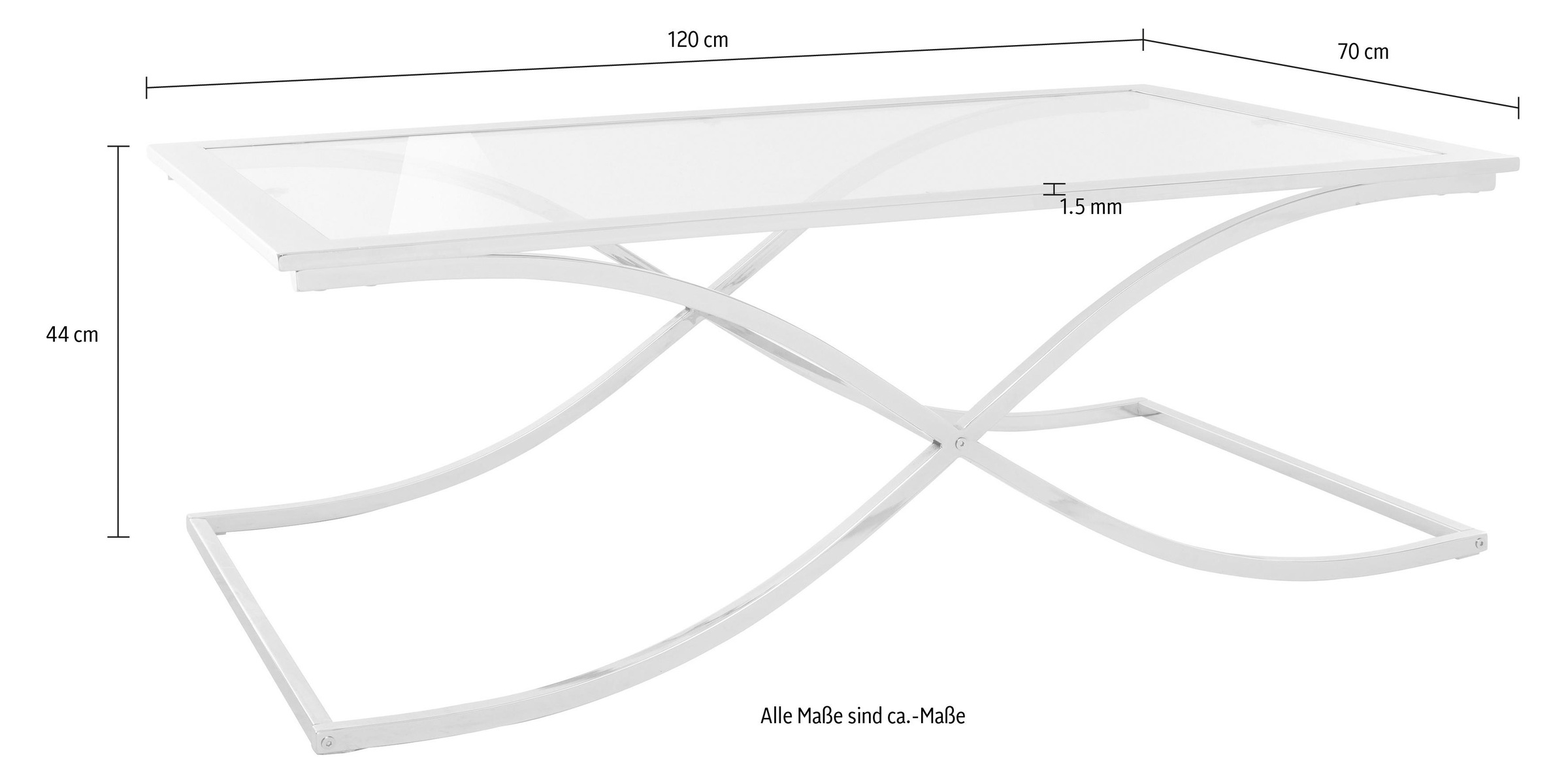 Guido Maria Kretschmer Home&Living Couchtisch »Ballum«, mit edlem Metallgestell und Glasplatte, Breite 120 cm