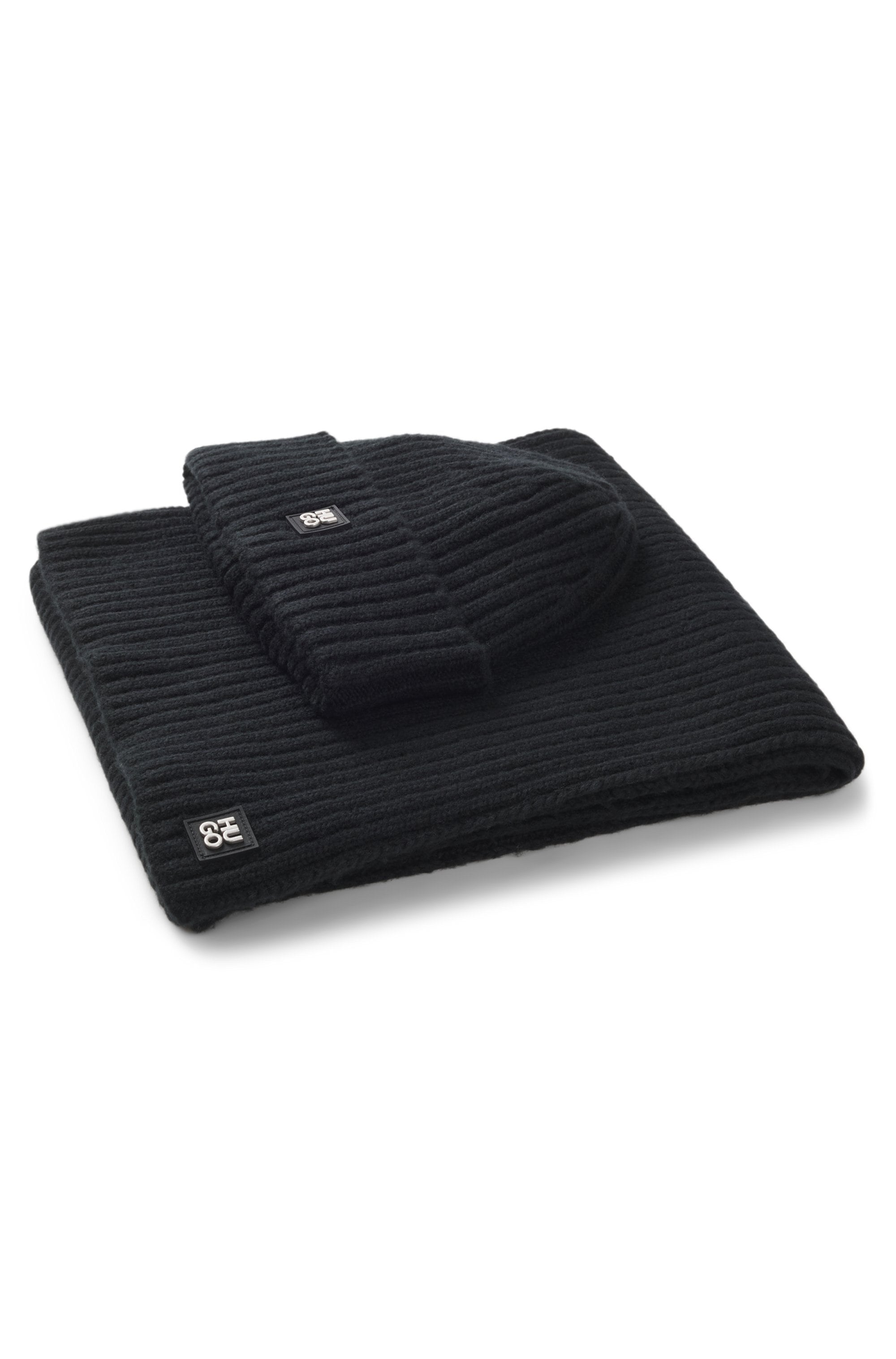 HUGO Schal »Zasgo Set« 2 Stk. und Mütze mit Schurwolle, Geschenkset, unisex