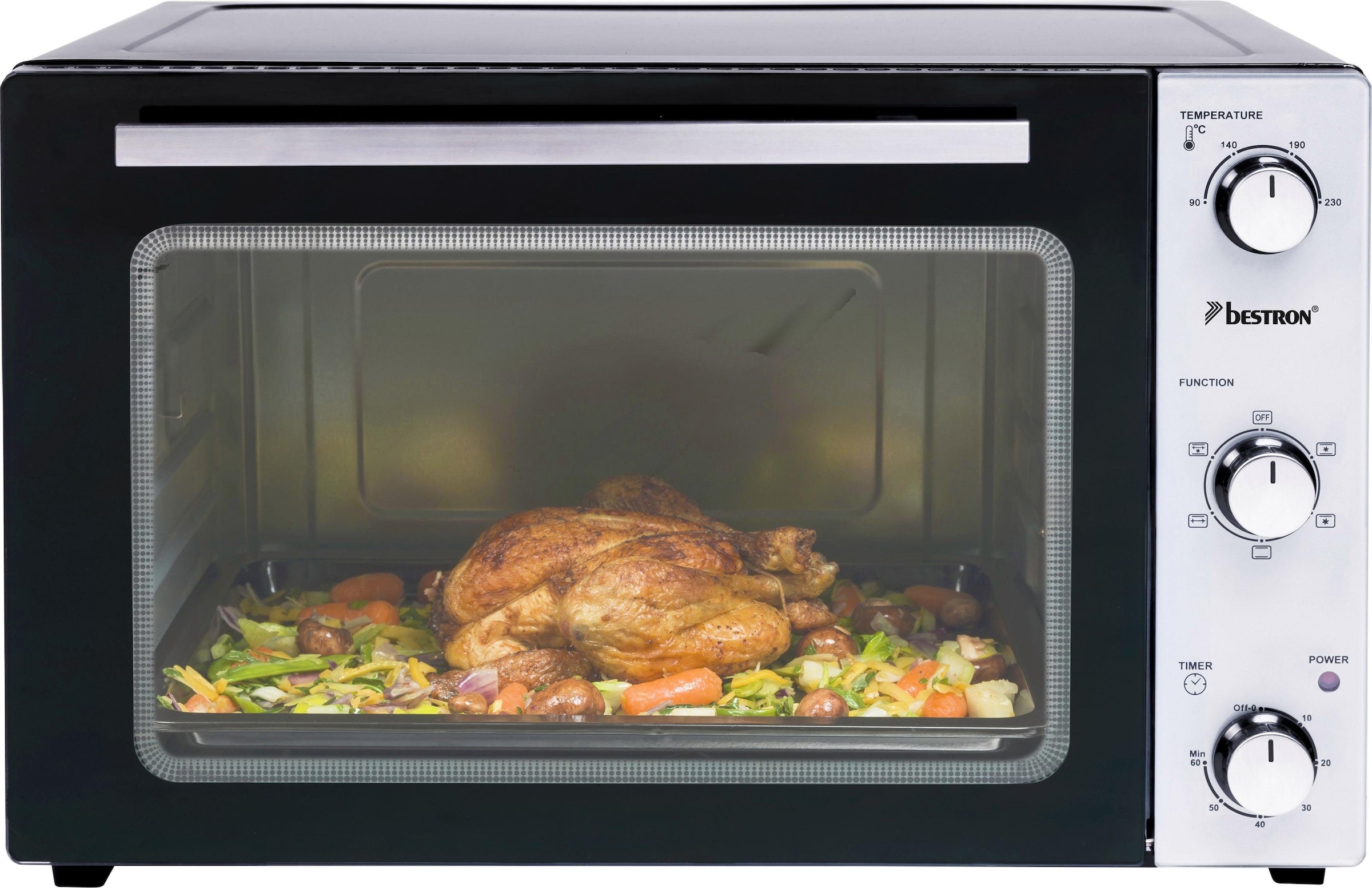 bestron Minibackofen »AOV45, 2-in-1 Gerät«, mit Drehspieß, 1800 W, Edelstahl, Schwarz