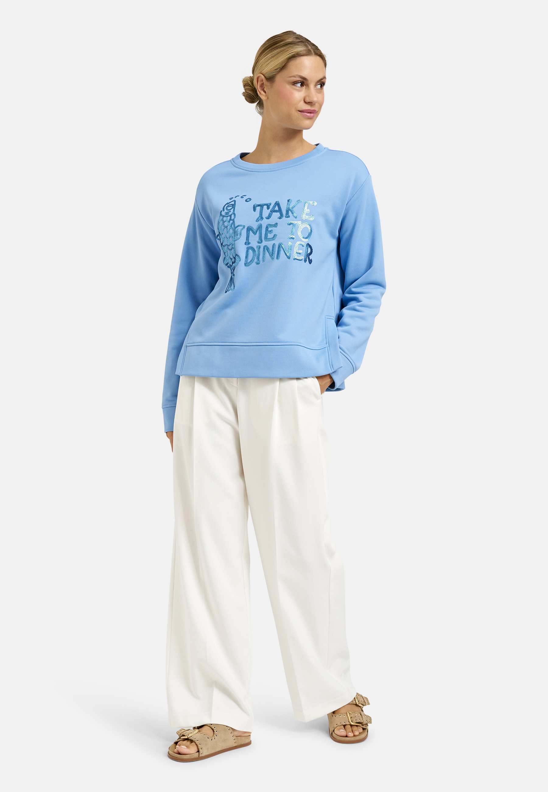 Milano Italy Sweater , mit Pailletten-Schriftzug

