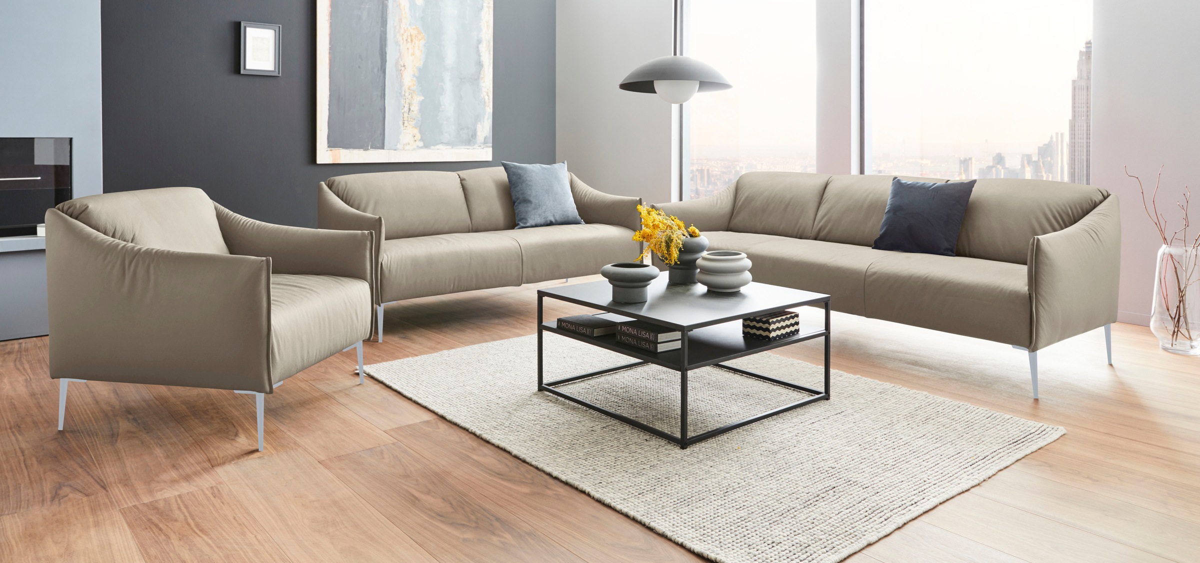 W.SCHILLIG 2,5-Sitzer »sally« mit Metallfüßen in Silber matt, Breite 194 cm