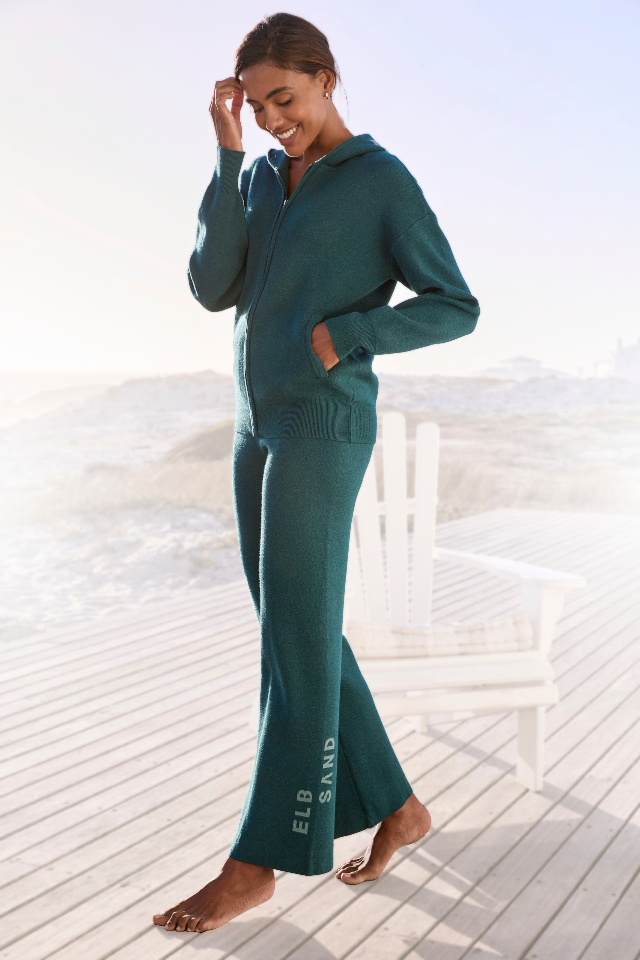 Elbsand Strickhose mit weitem Bein und eingestricktem Logo, Loungewear günstig online kaufen